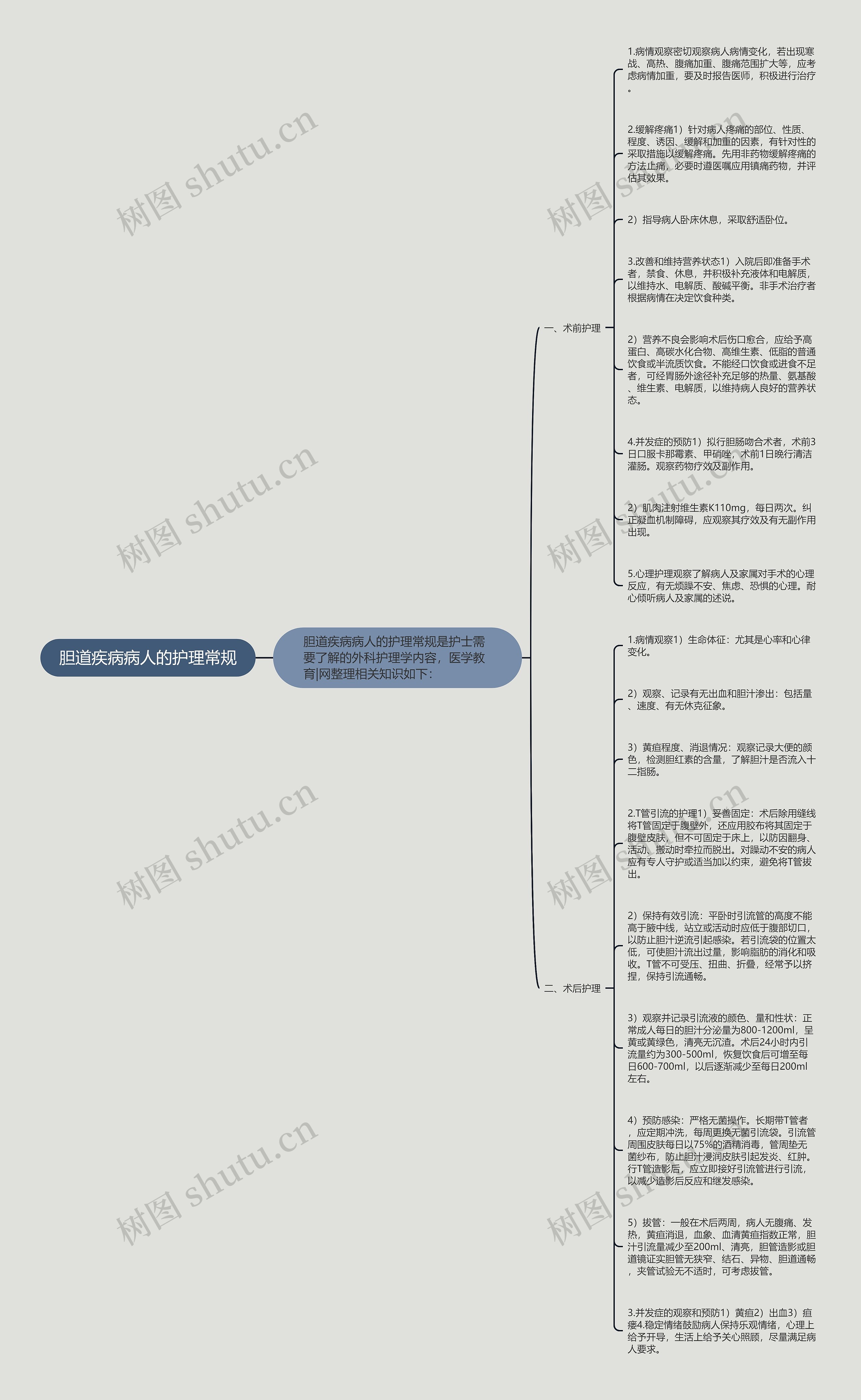 胆道疾病病人的护理常规思维导图