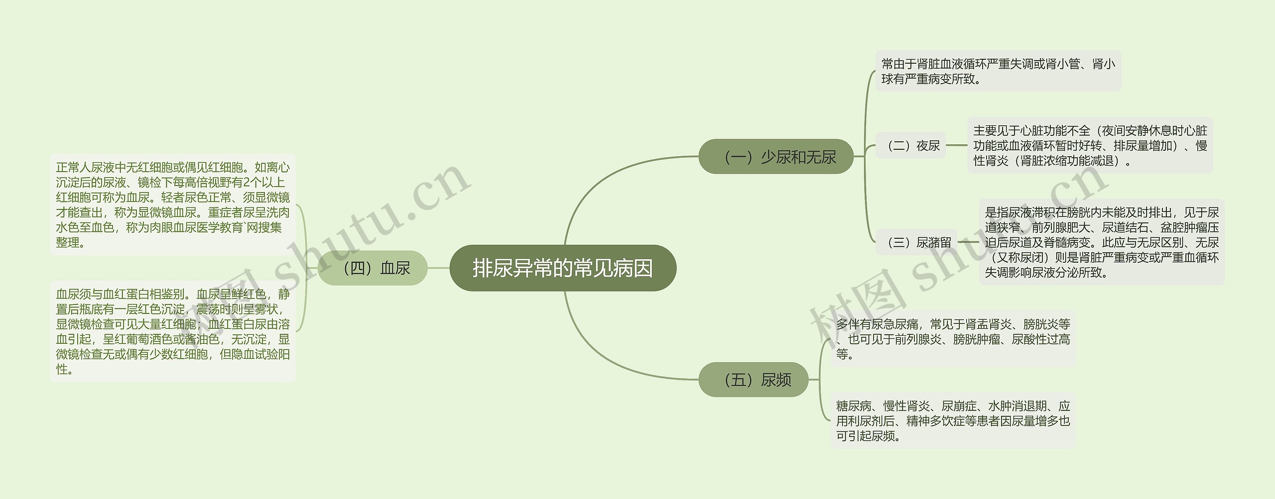 排尿异常的常见病因思维导图