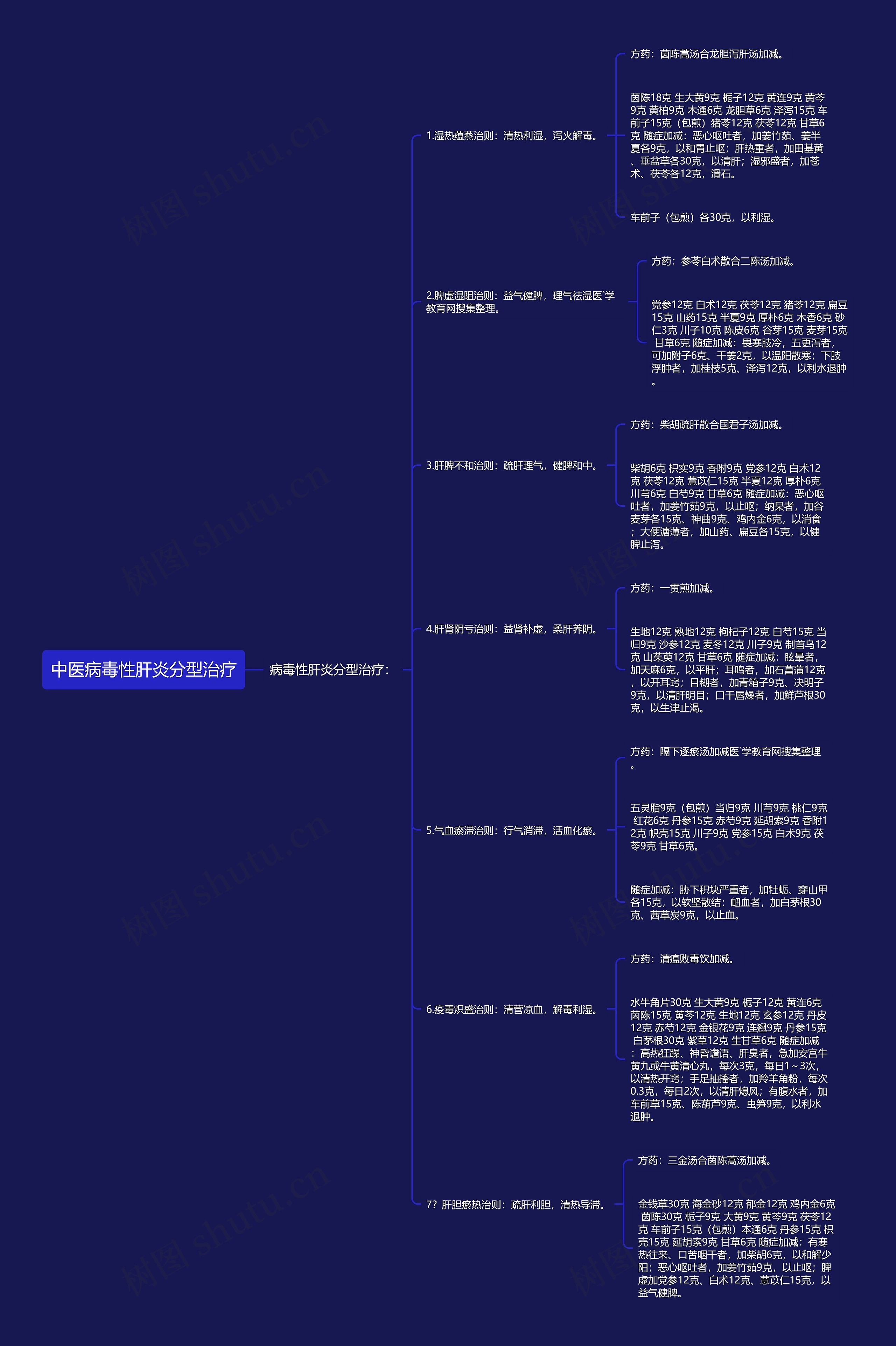 中医病毒性肝炎分型治疗思维导图