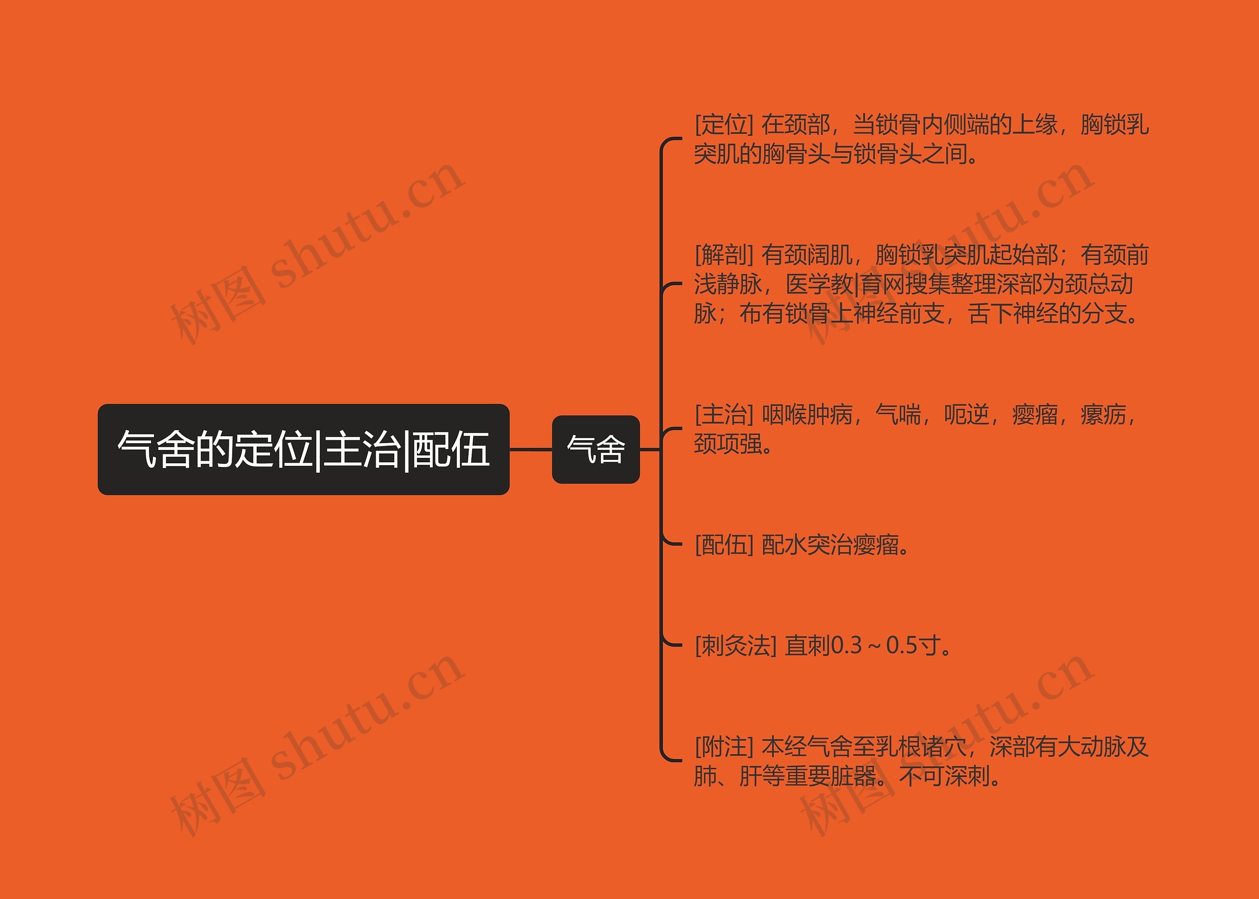 气舍的定位|主治|配伍思维导图