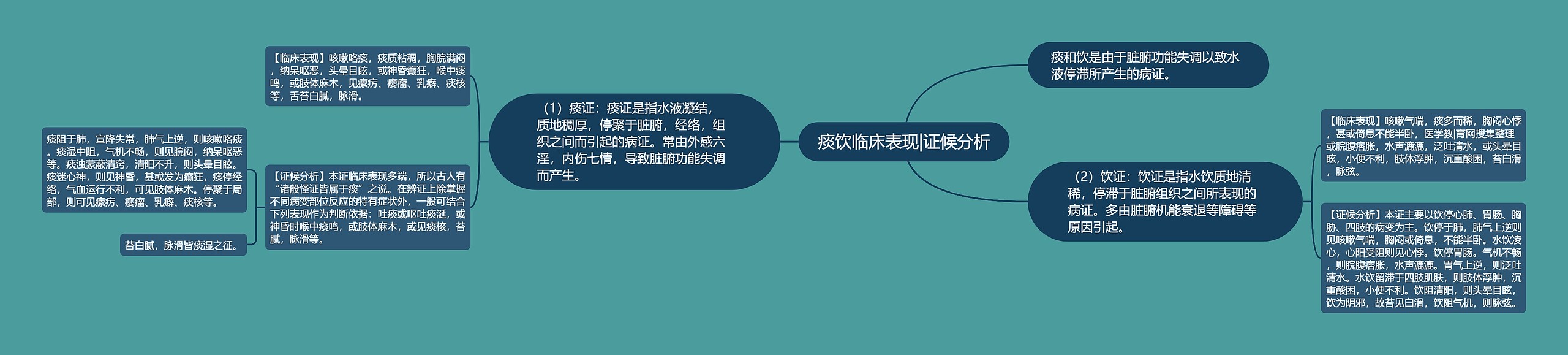 痰饮临床表现|证候分析思维导图