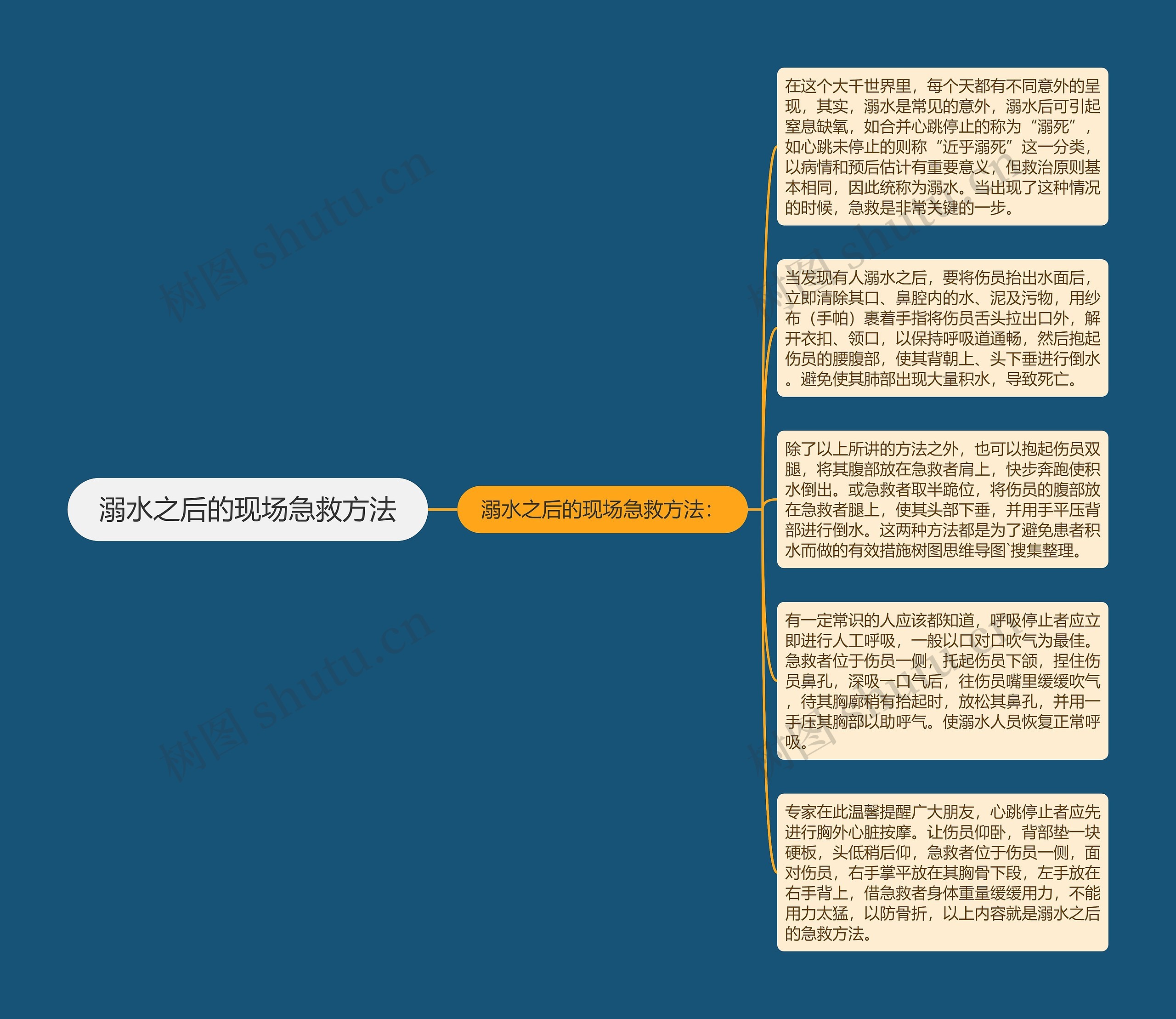 溺水之后的现场急救方法思维导图