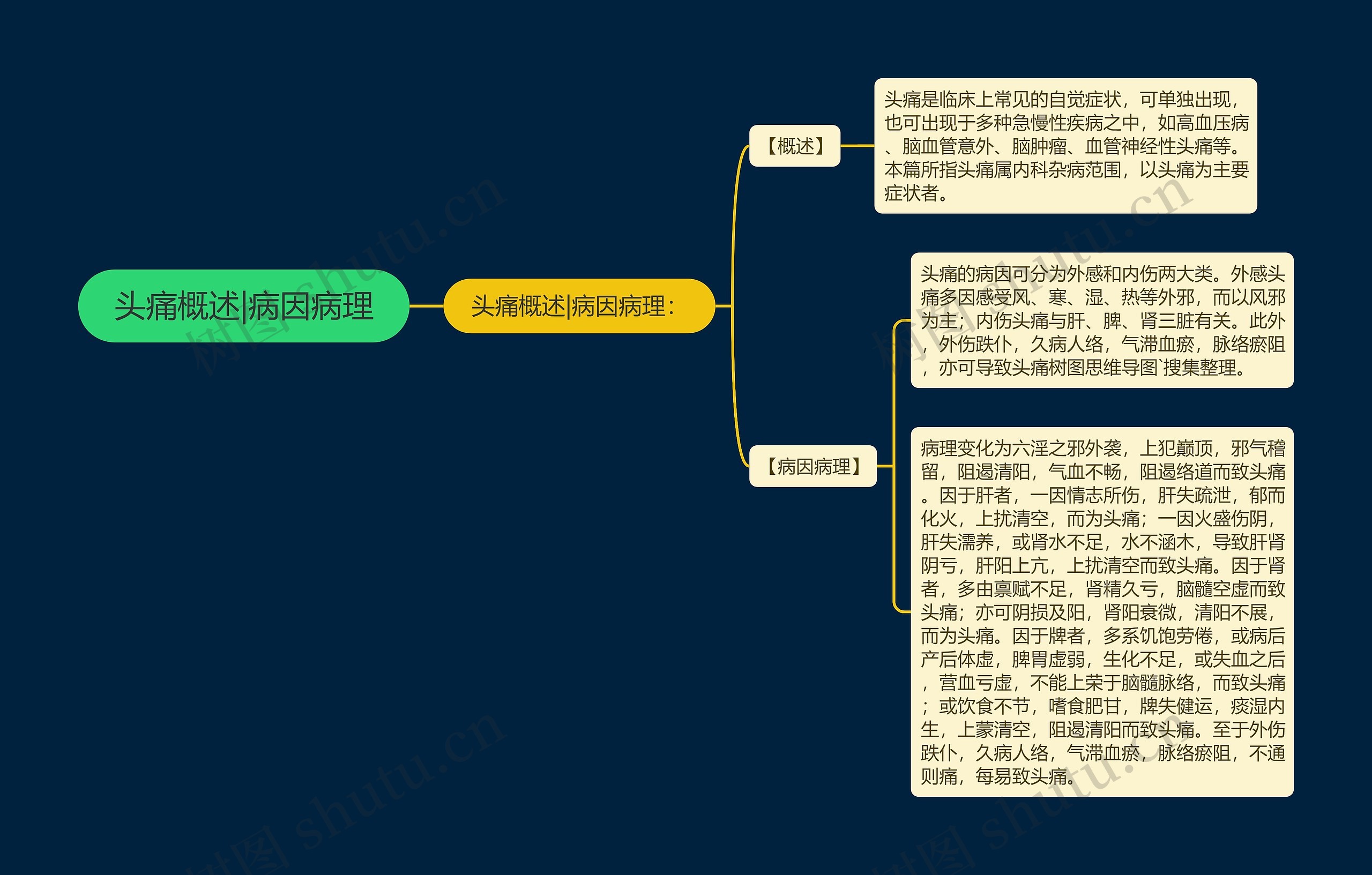 头痛概述|病因病理思维导图