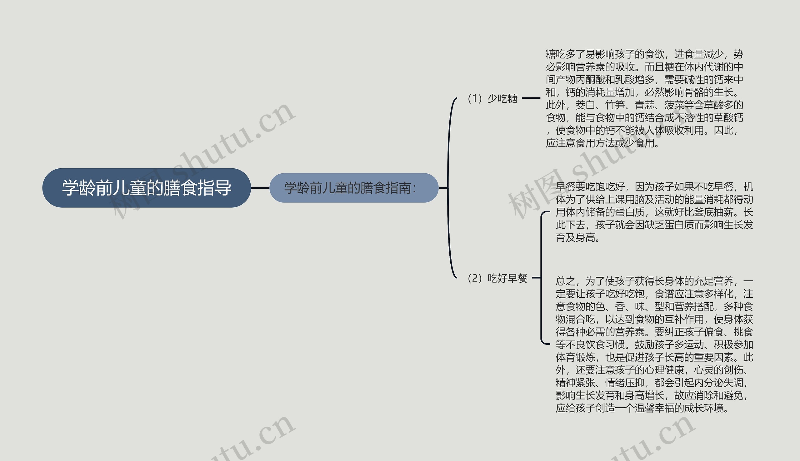 学龄前儿童的膳食指导思维导图