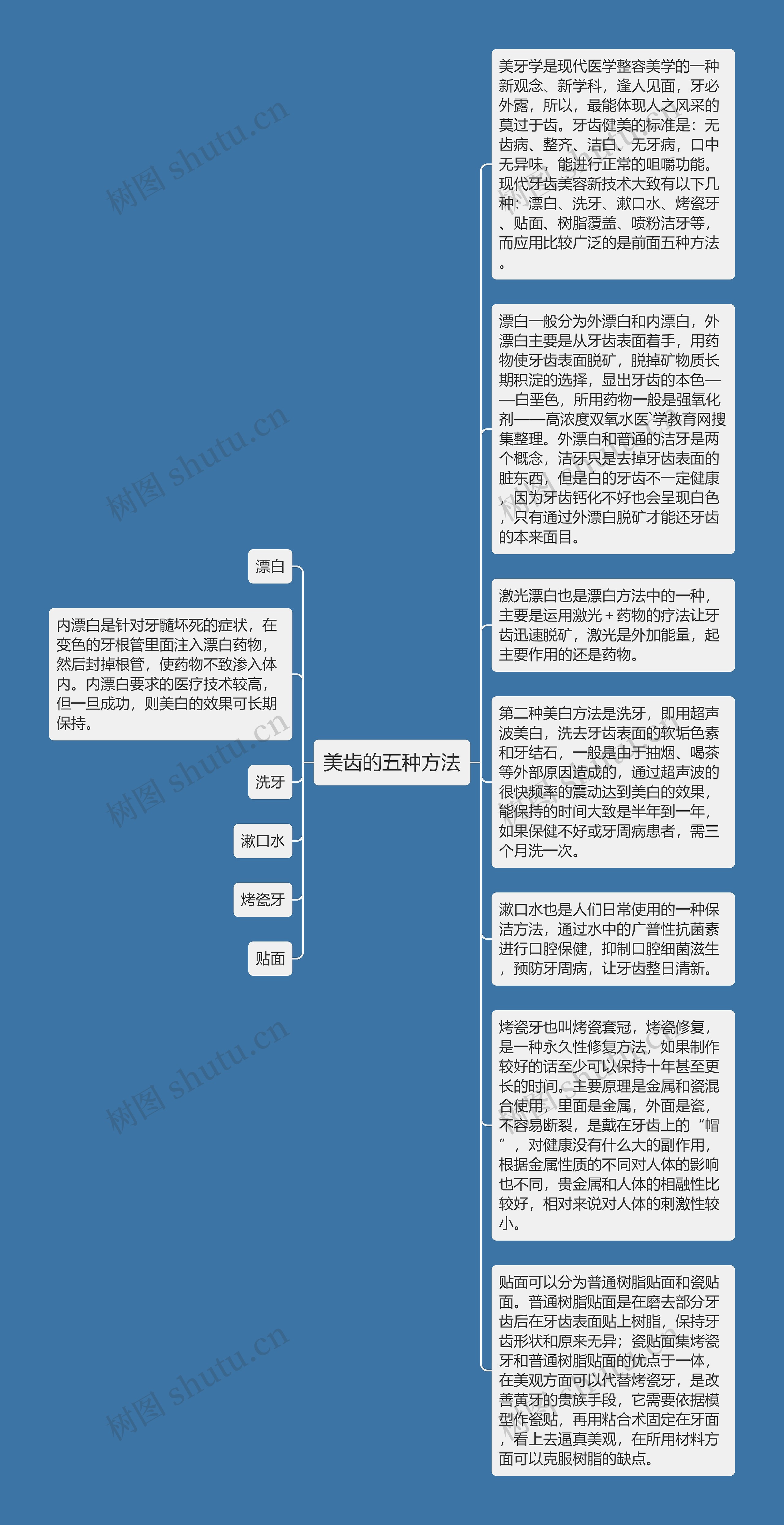 美齿的五种方法思维导图