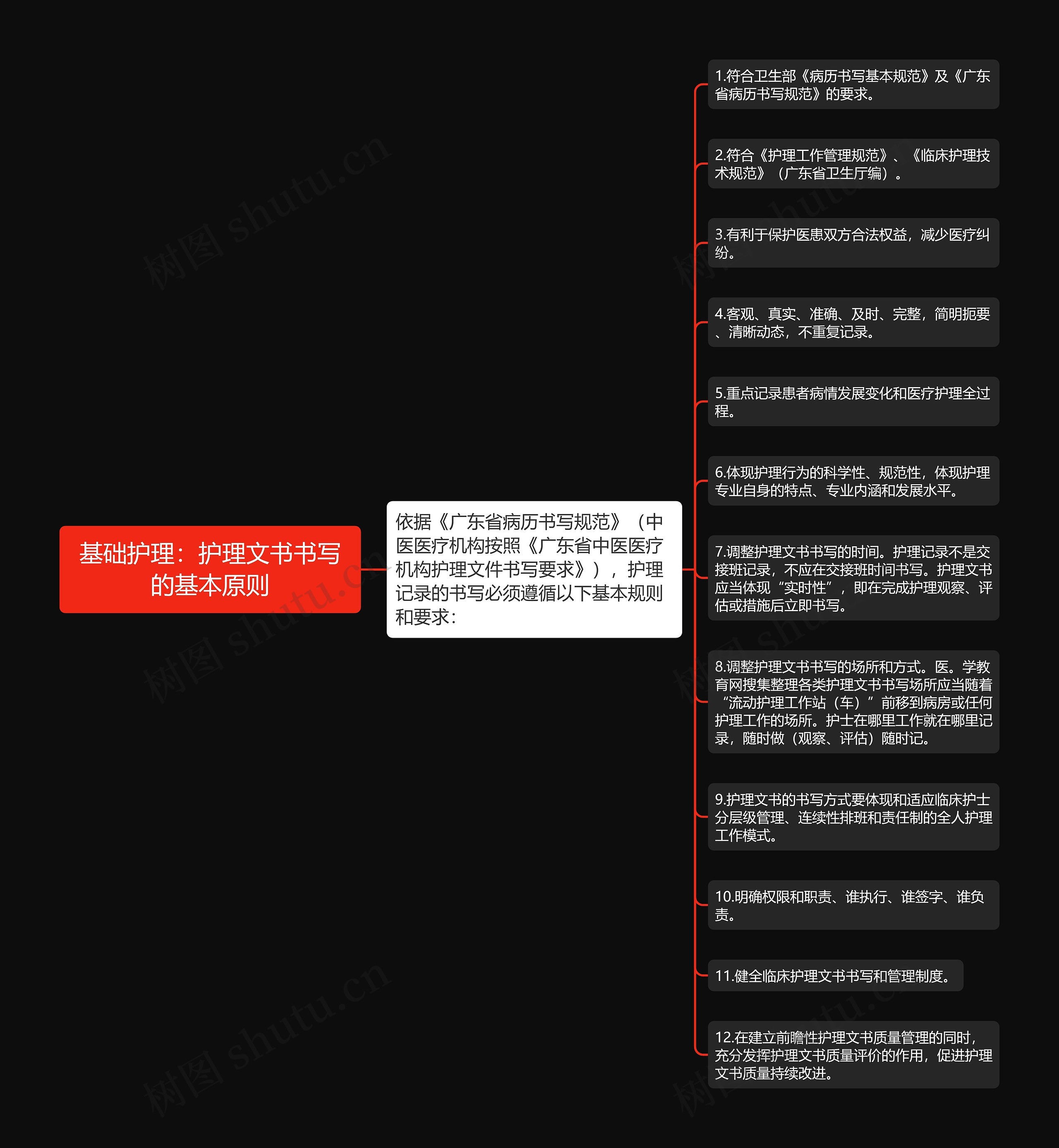 基础护理：护理文书书写的基本原则思维导图