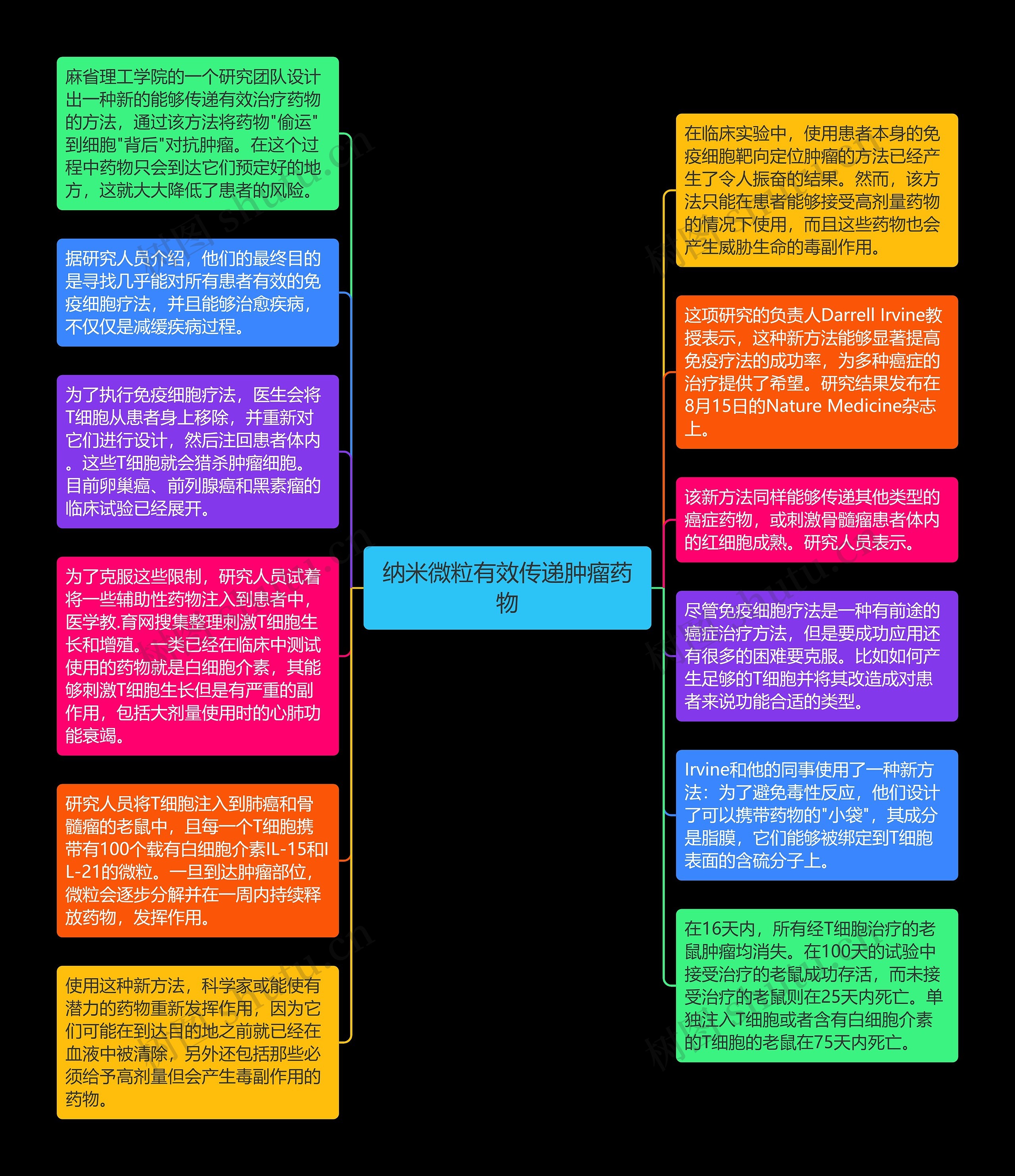纳米微粒有效传递肿瘤药物思维导图