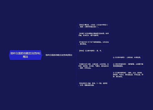 独叶白芨的功能主治|性味|用法