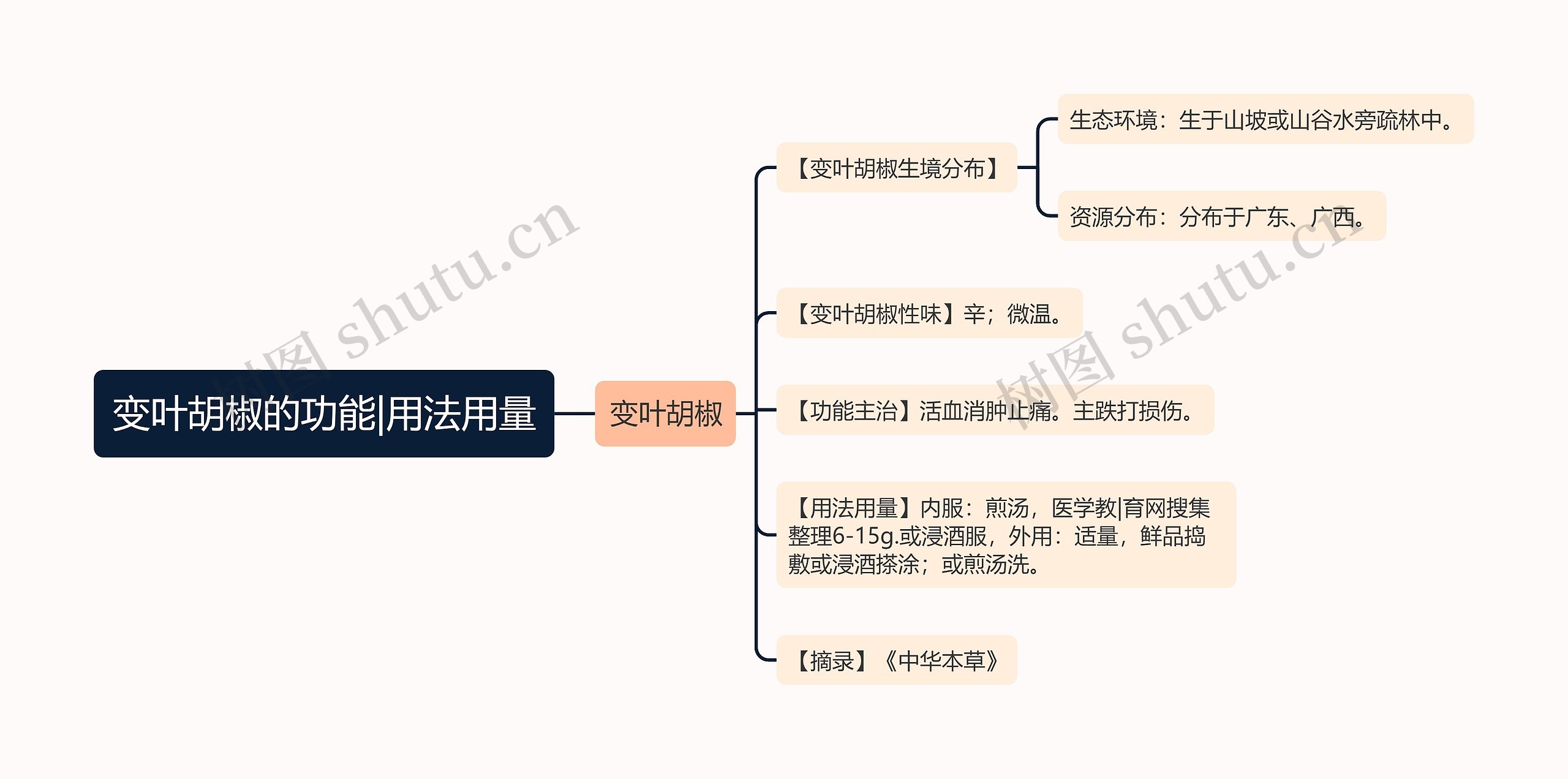 变叶胡椒的功能|用法用量思维导图