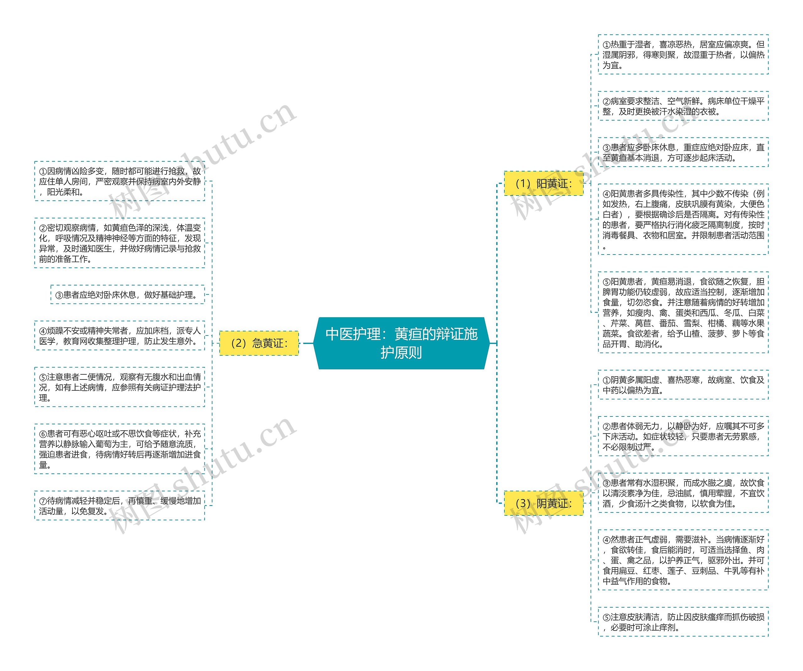 中医护理：黄疸的辩证施护原则思维导图