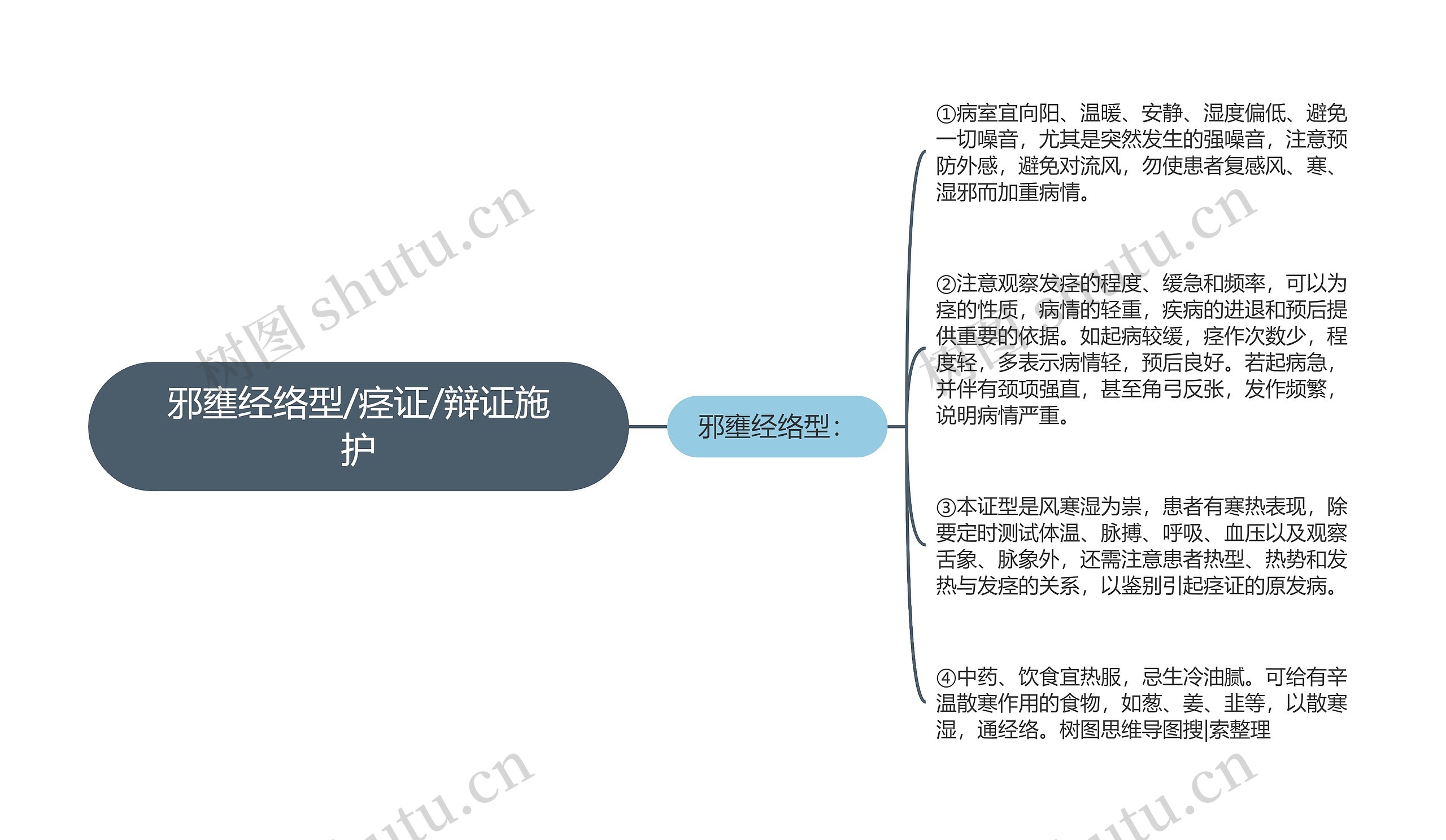 邪壅经络型/痉证/辩证施护思维导图