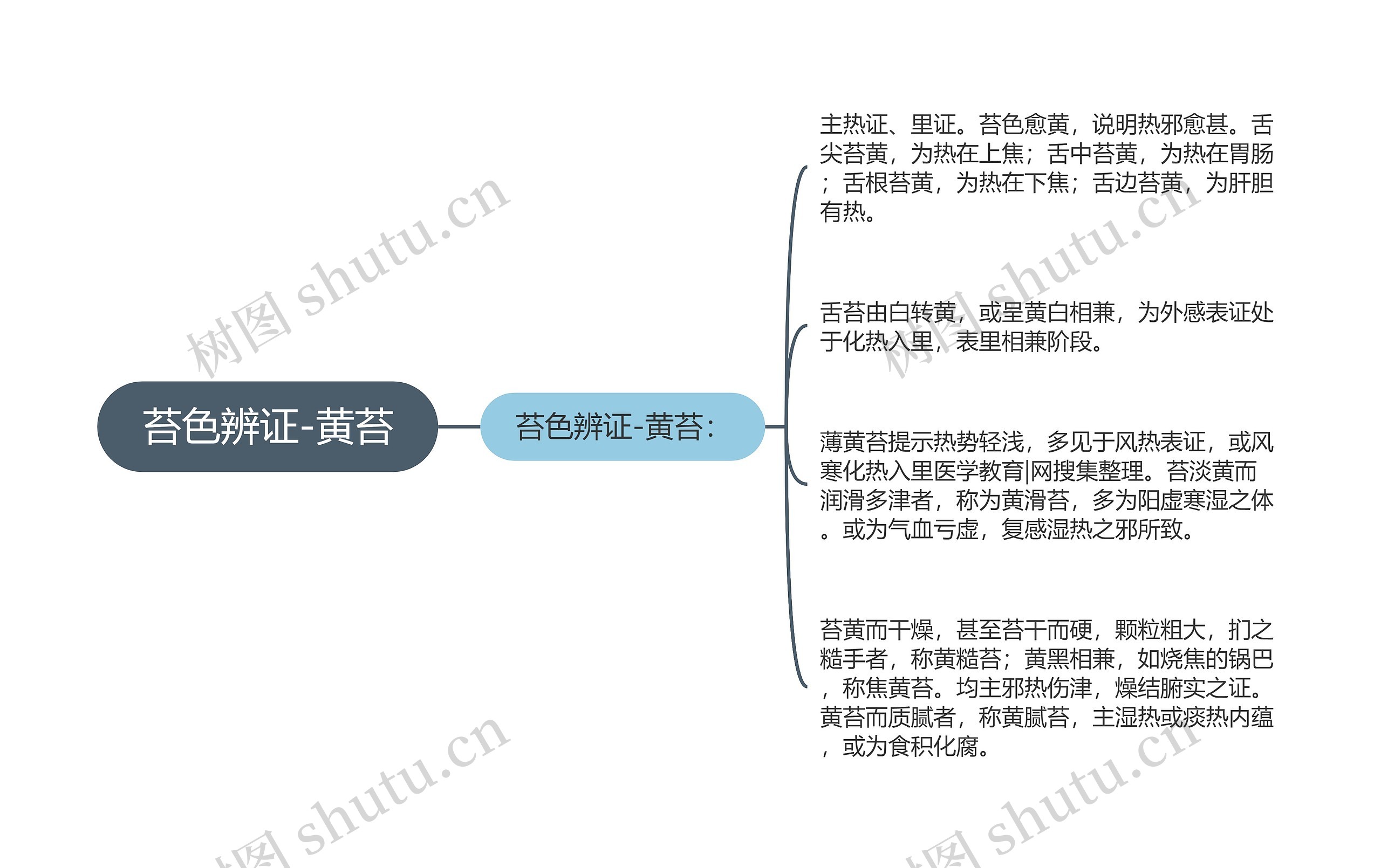 苔色辨证-黄苔思维导图