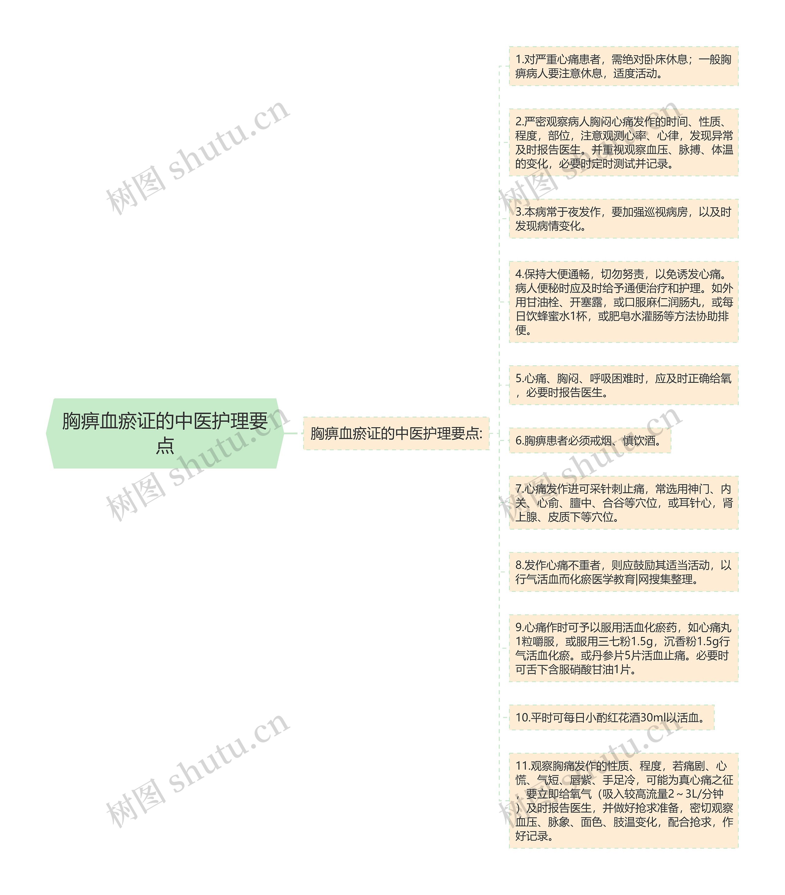 胸痹血瘀证的中医护理要点思维导图