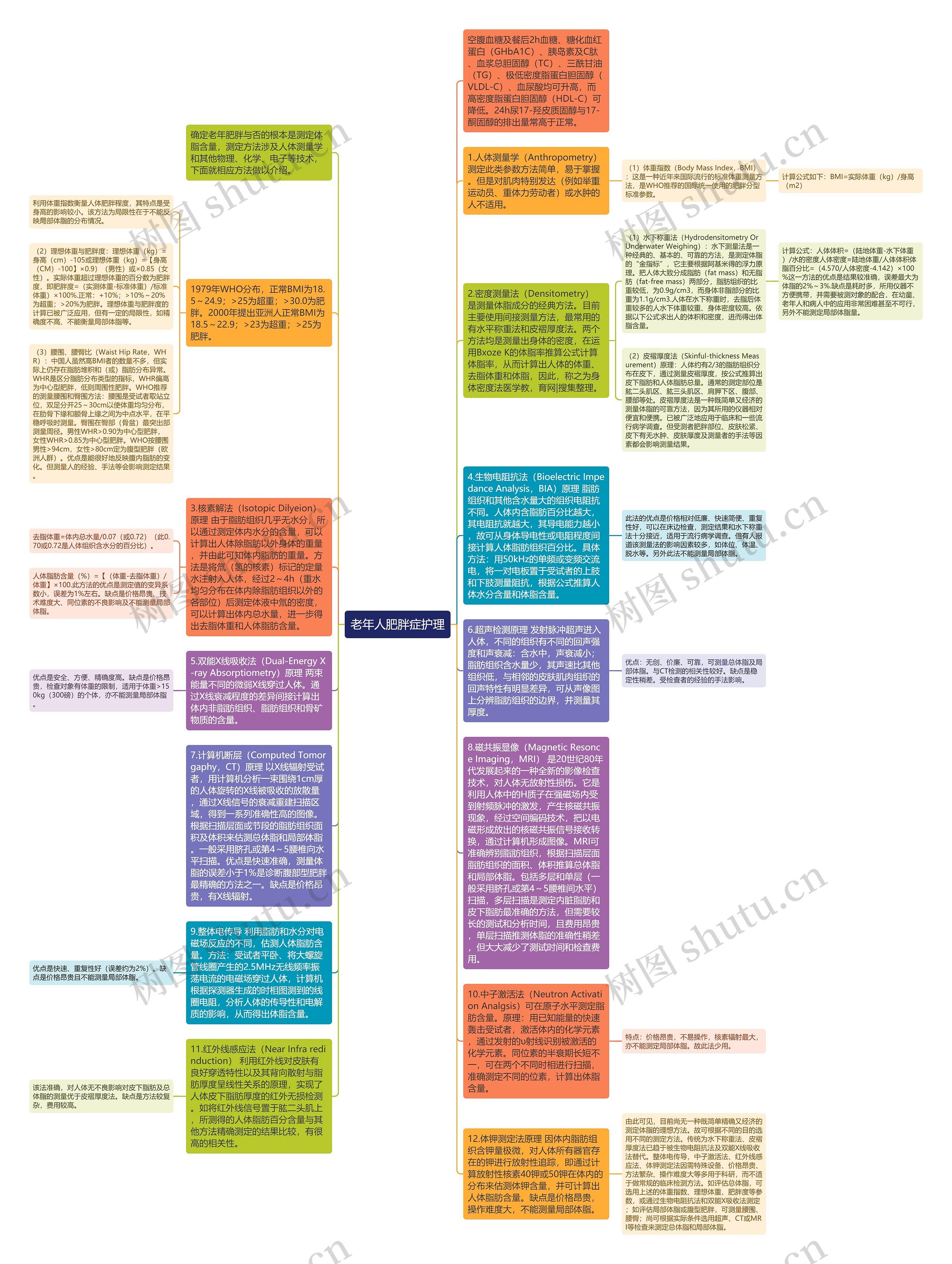 老年人肥胖症护理思维导图