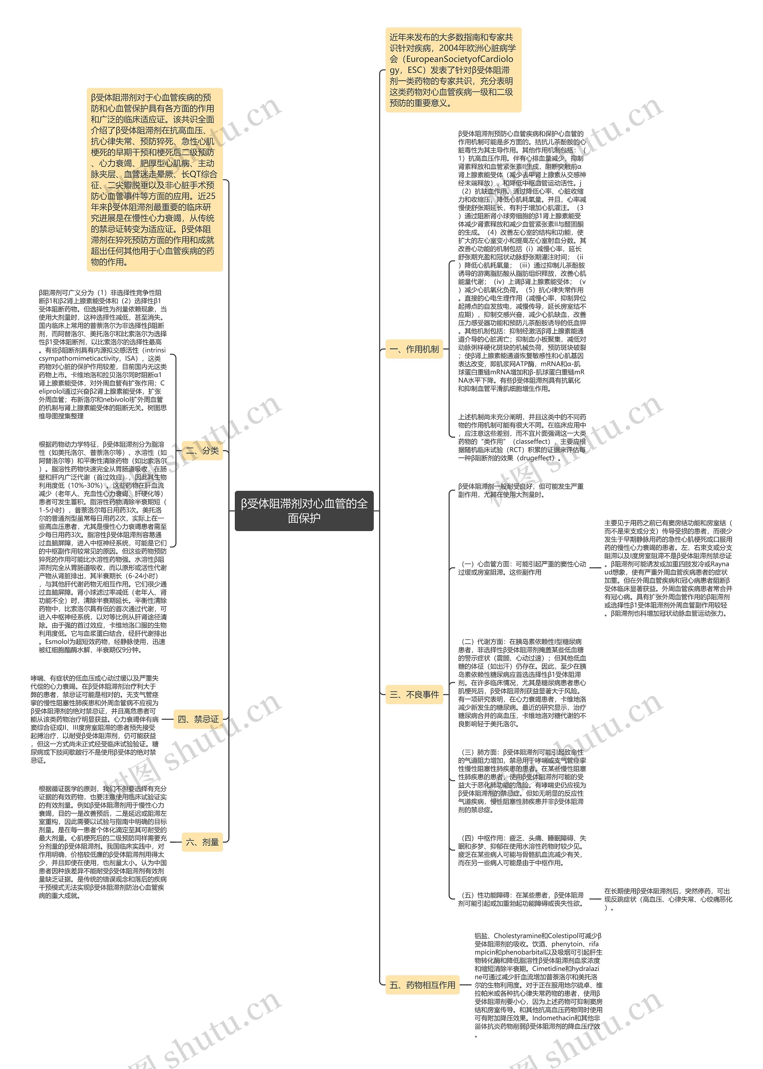 β受体阻滞剂对心血管的全面保护思维导图