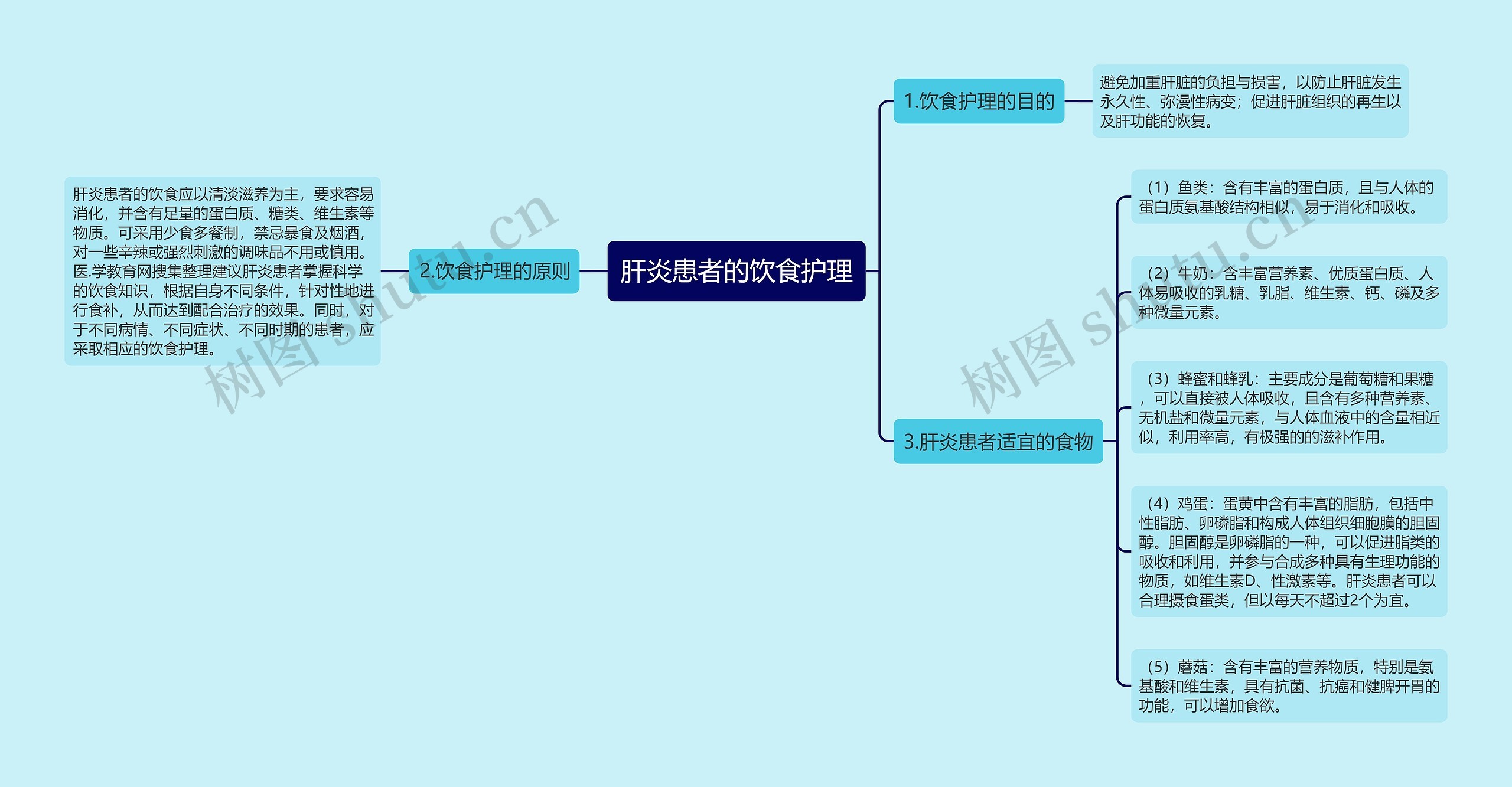 肝炎患者的饮食护理思维导图