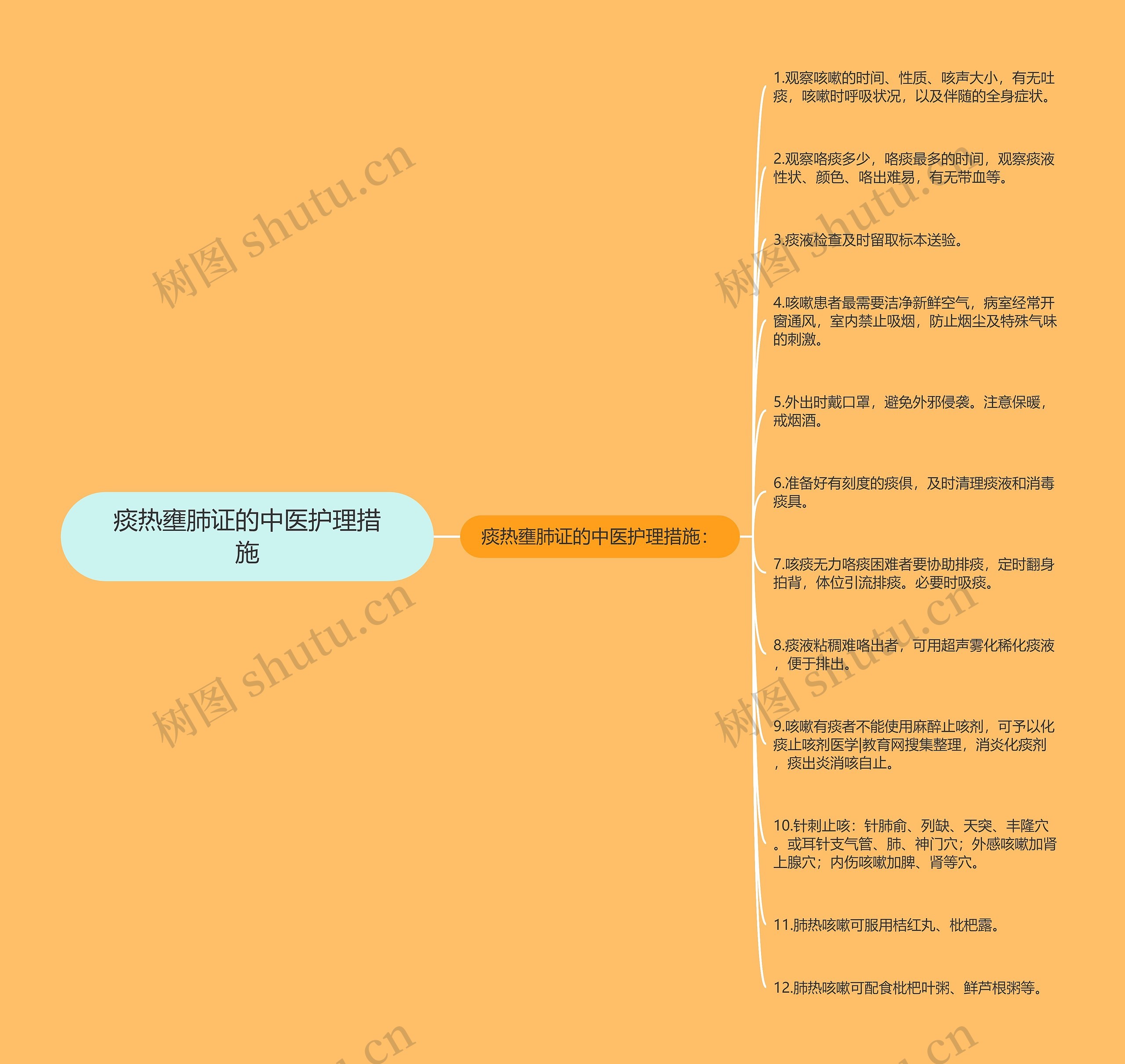 痰热壅肺证的中医护理措施思维导图