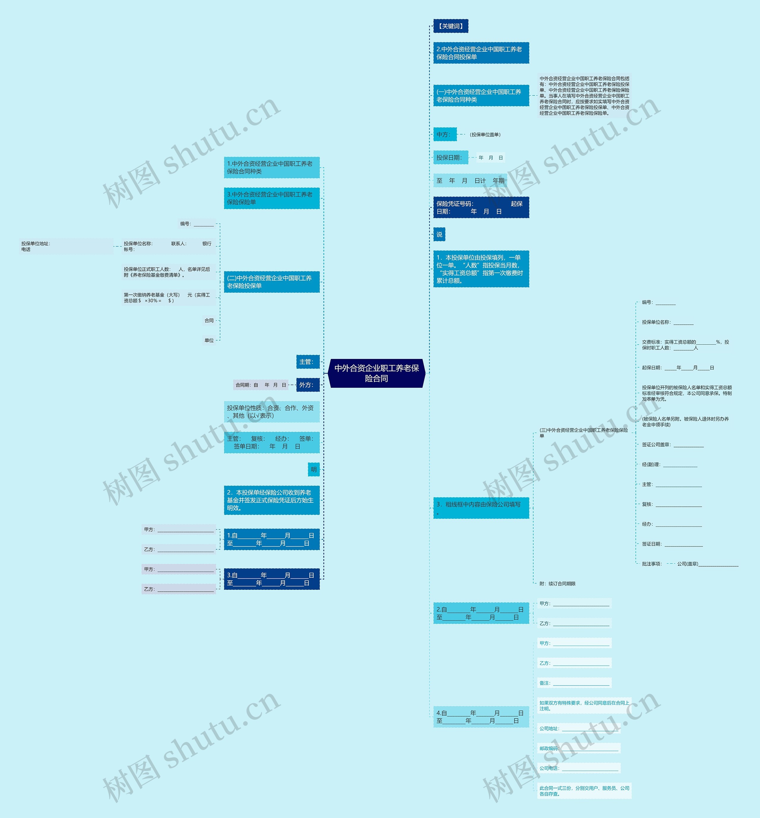 中外合资企业职工养老保险合同思维导图