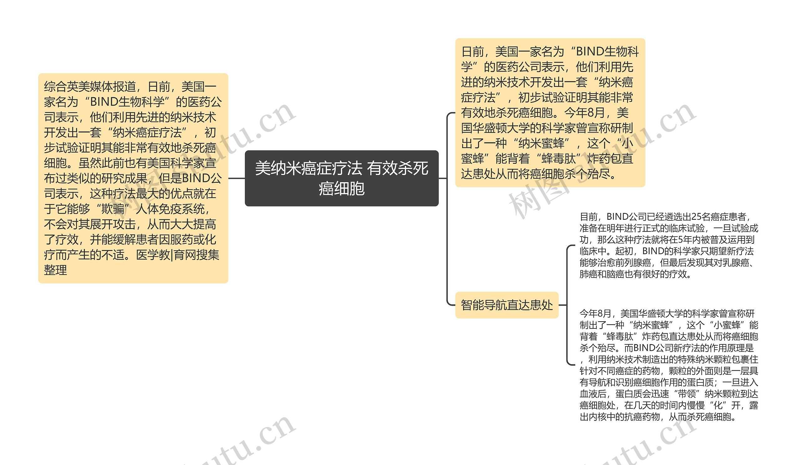 美纳米癌症疗法 有效杀死癌细胞思维导图