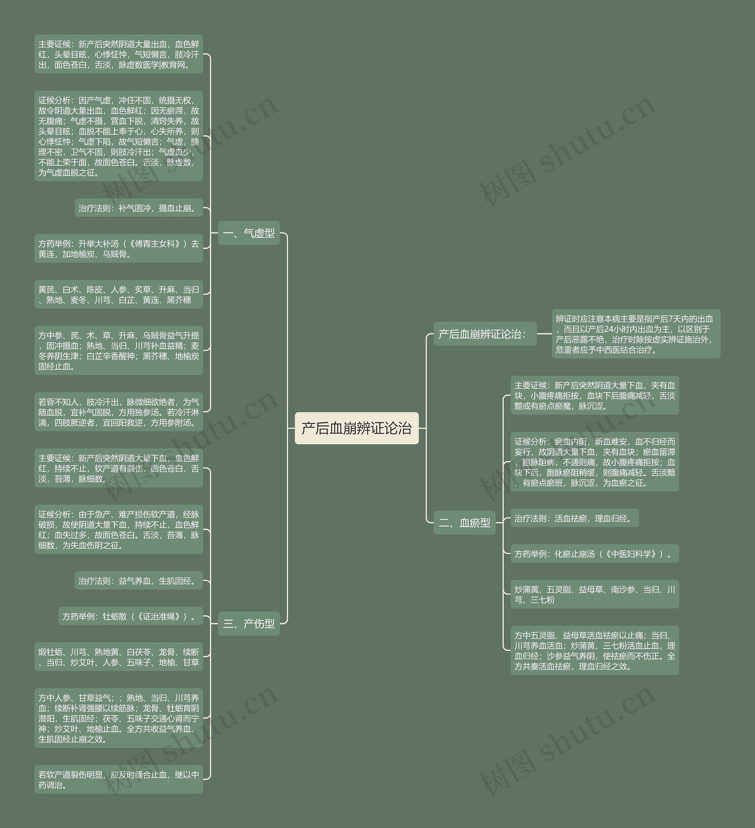 产后血崩辨证论治思维导图