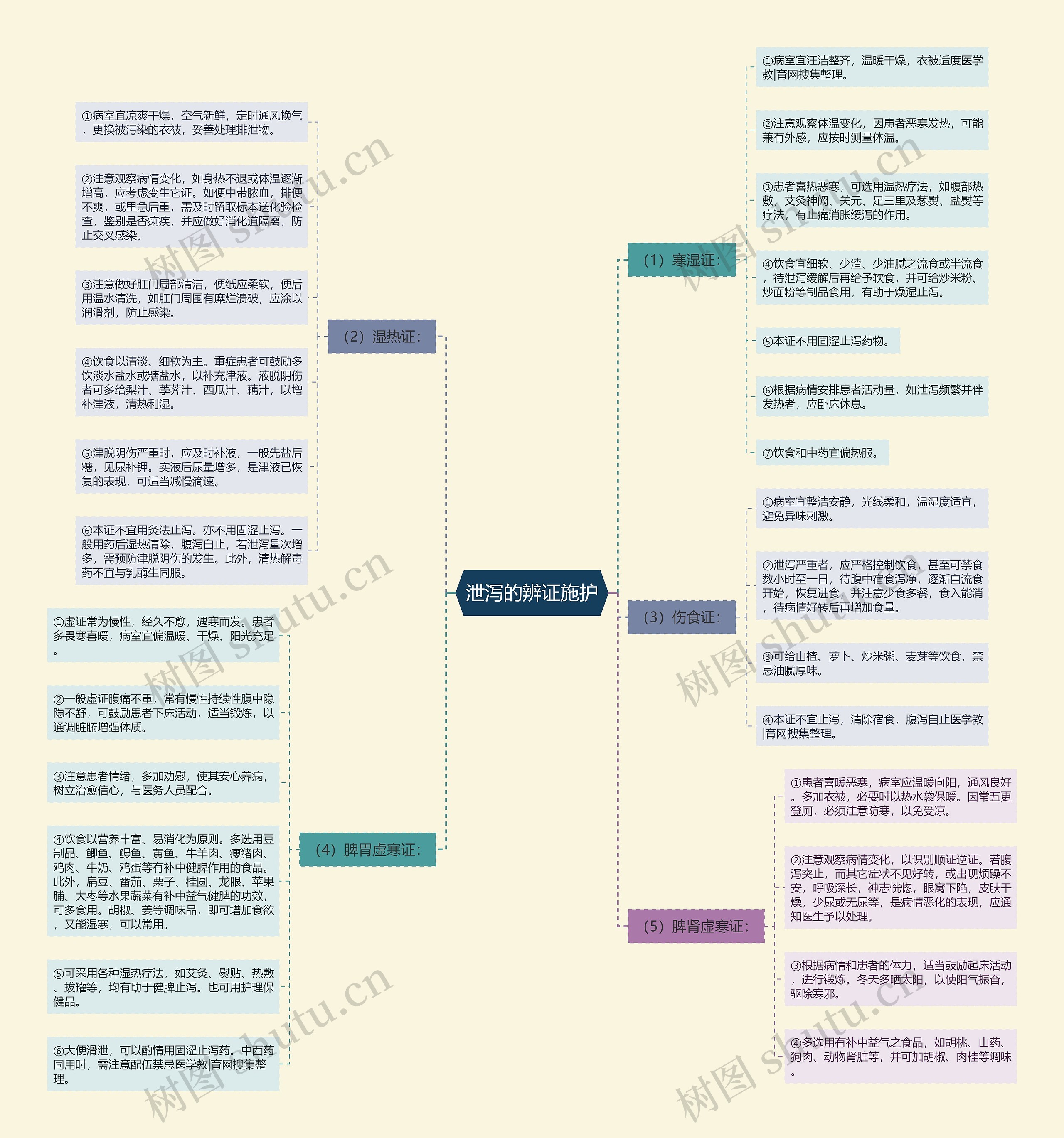 泄泻的辨证施护思维导图