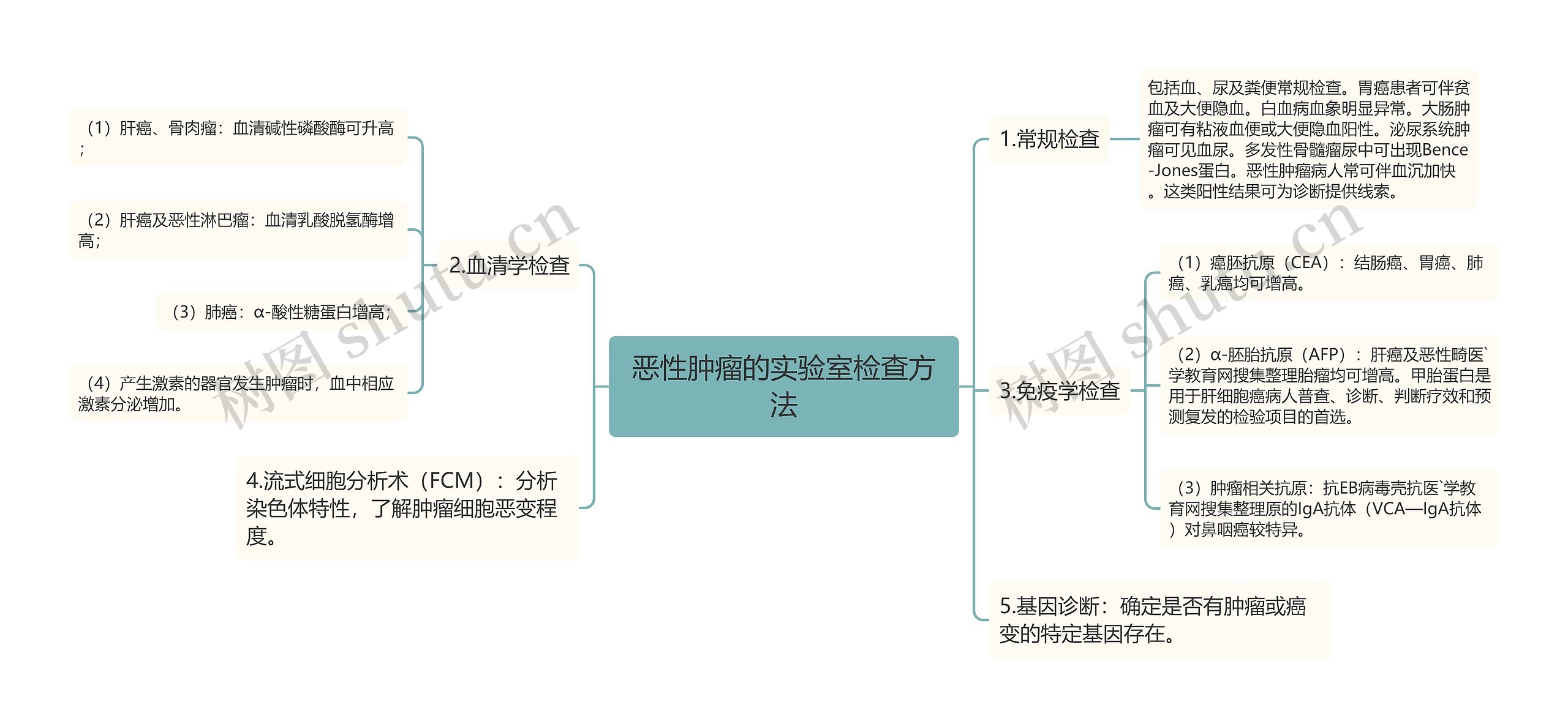 恶性肿瘤的实验室检查方法思维导图