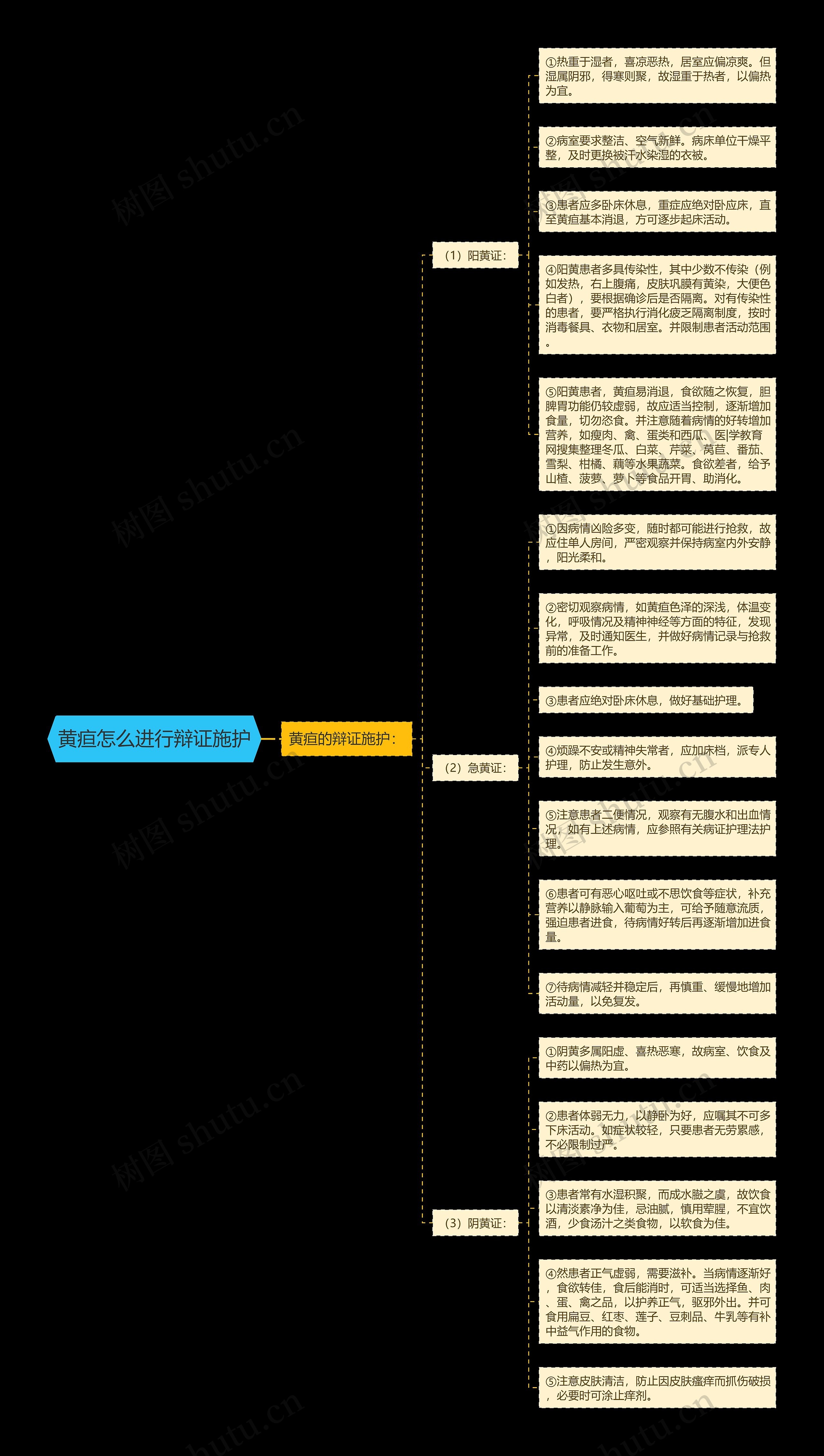 黄疸怎么进行辩证施护思维导图