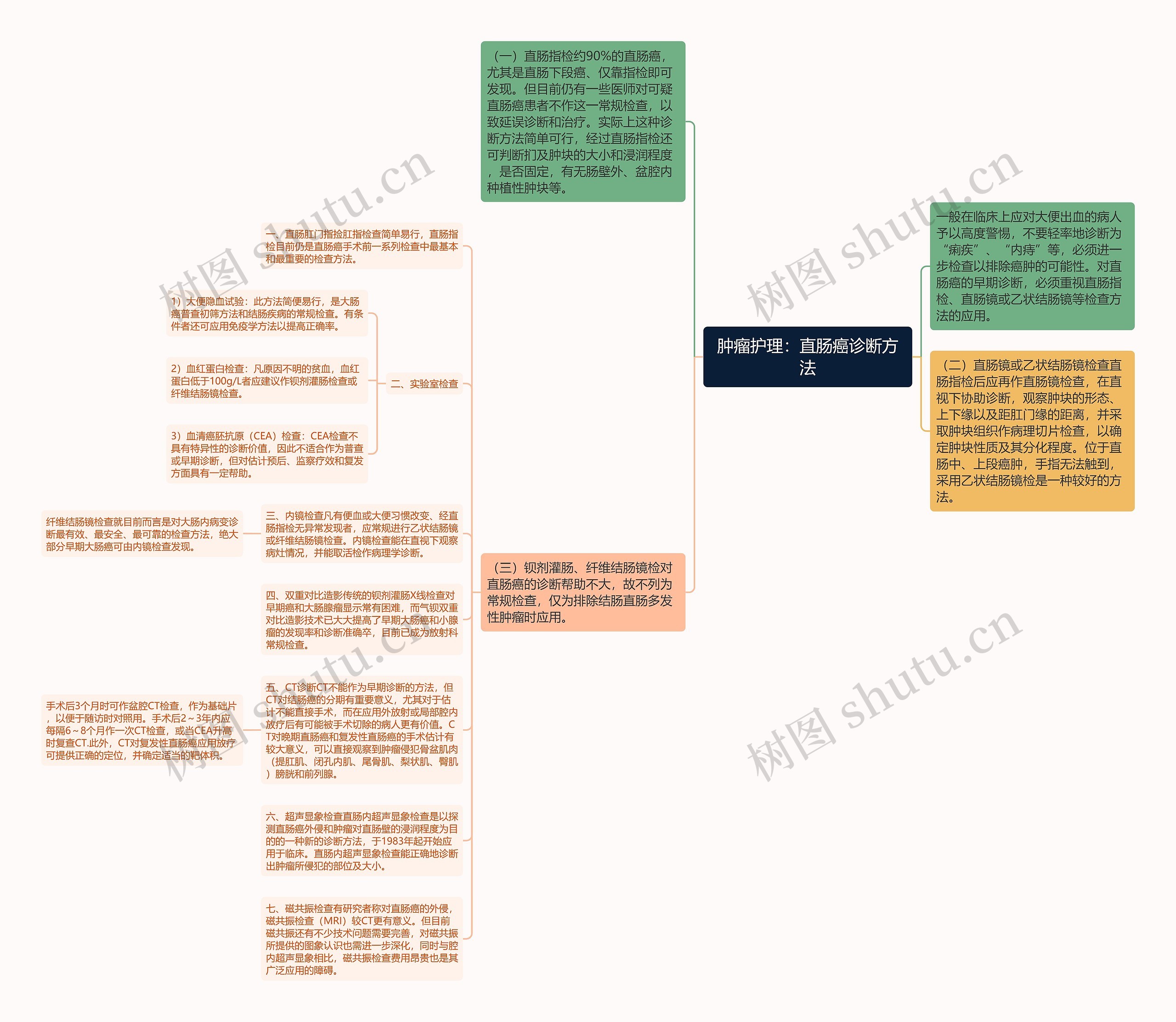 肿瘤护理：直肠癌诊断方法思维导图