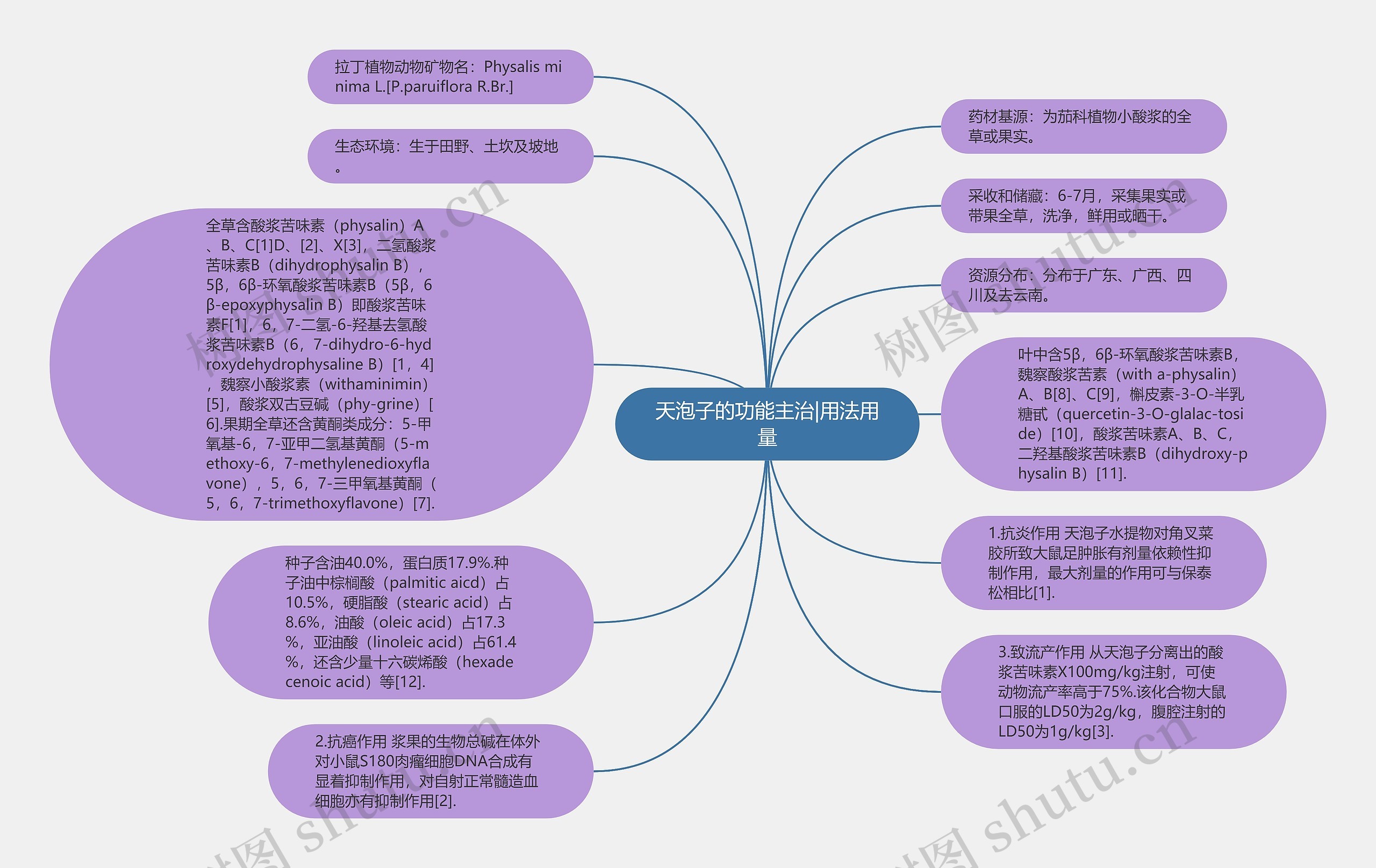 天泡子的功能主治|用法用量思维导图