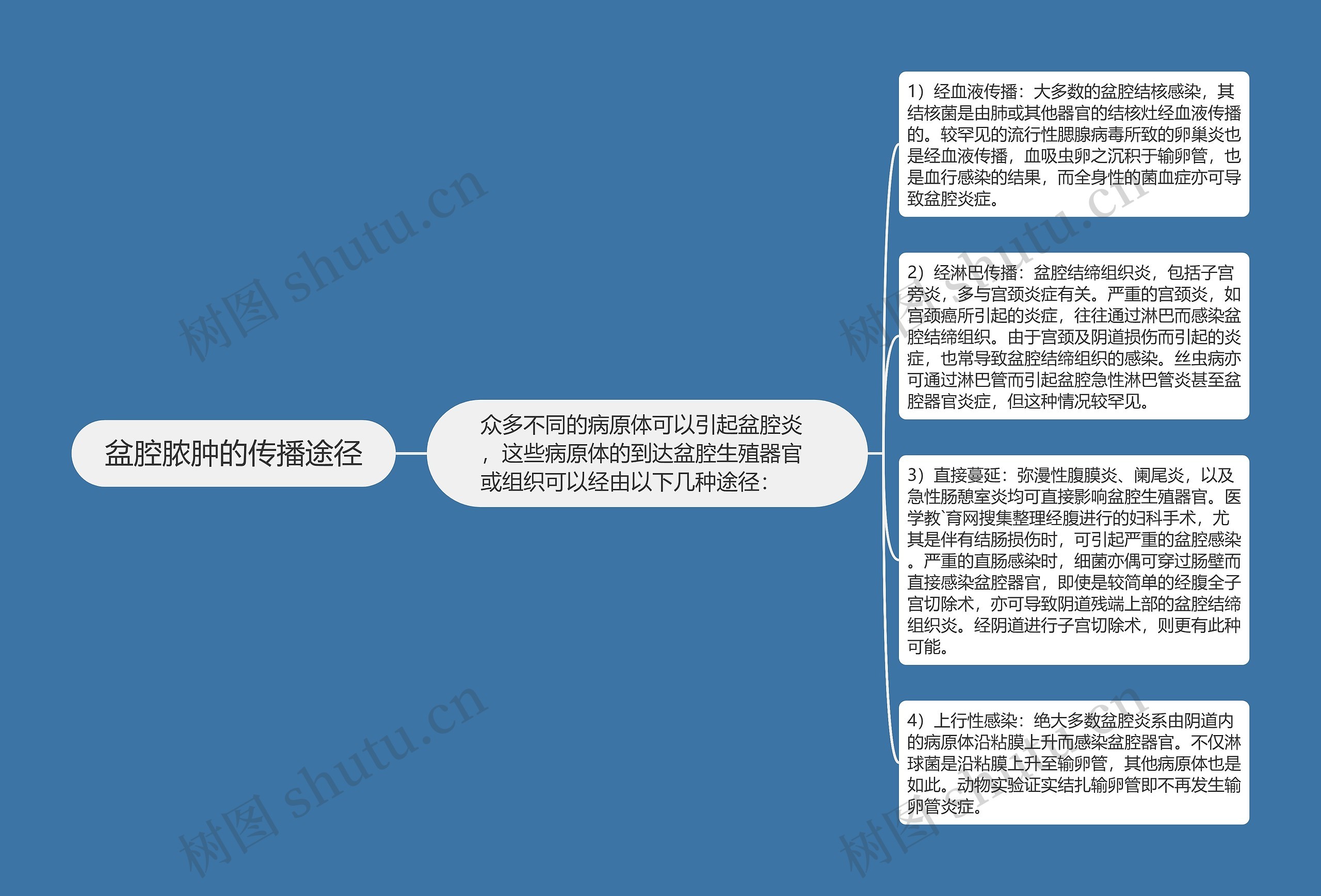 盆腔脓肿的传播途径思维导图