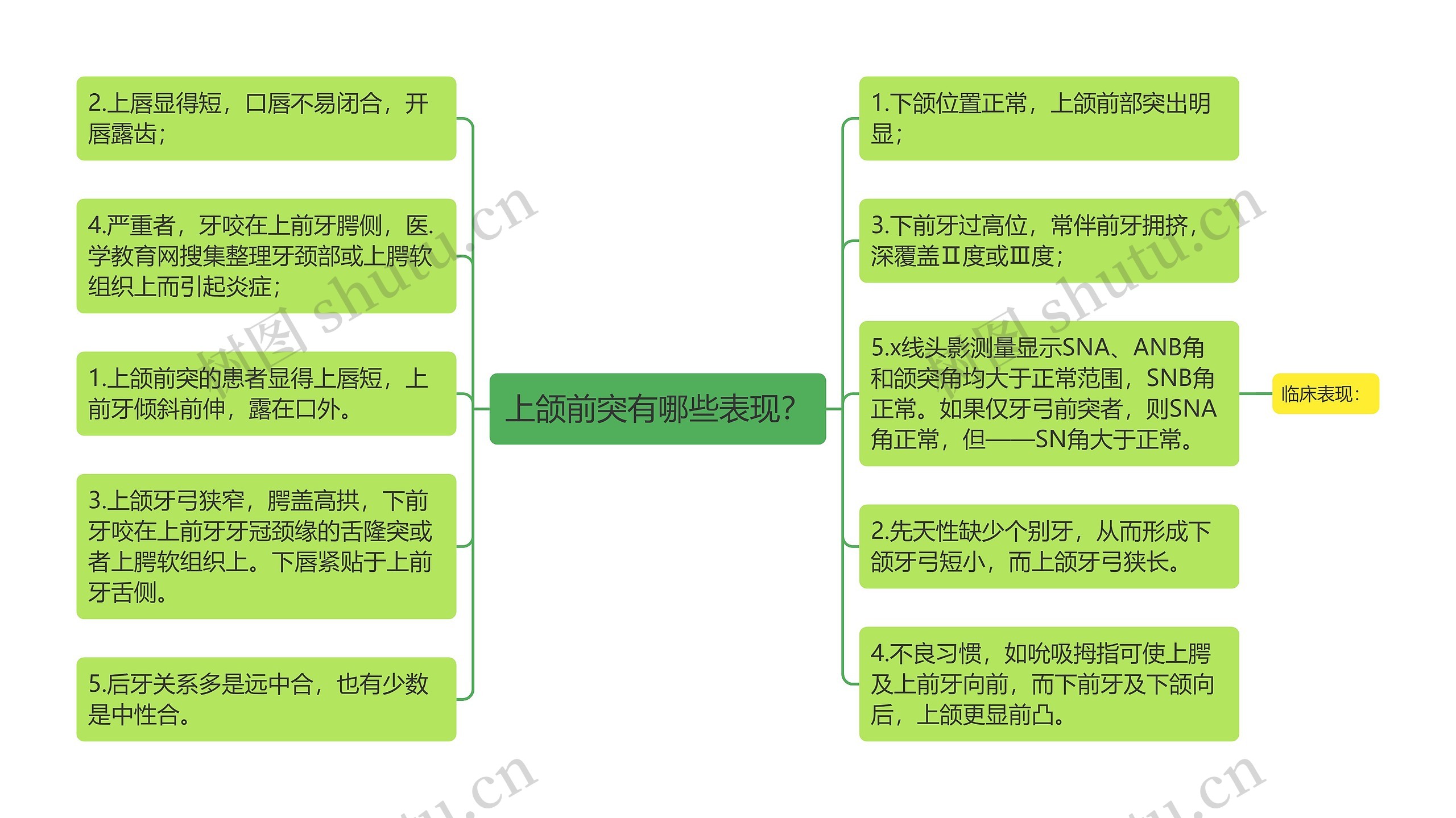 上颌前突有哪些表现？思维导图