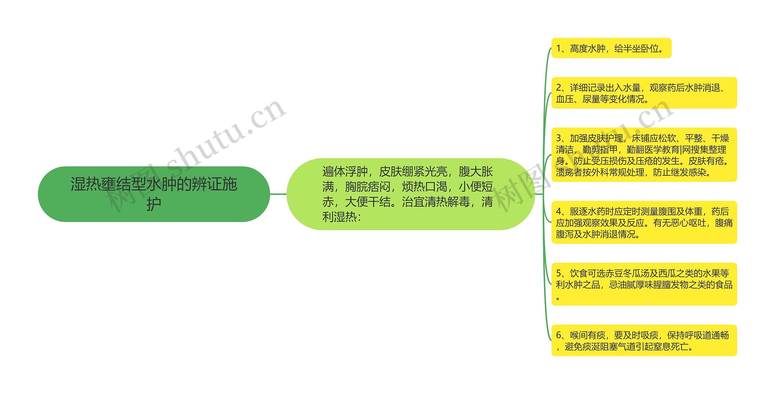 湿热壅结型水肿的辨证施护思维导图