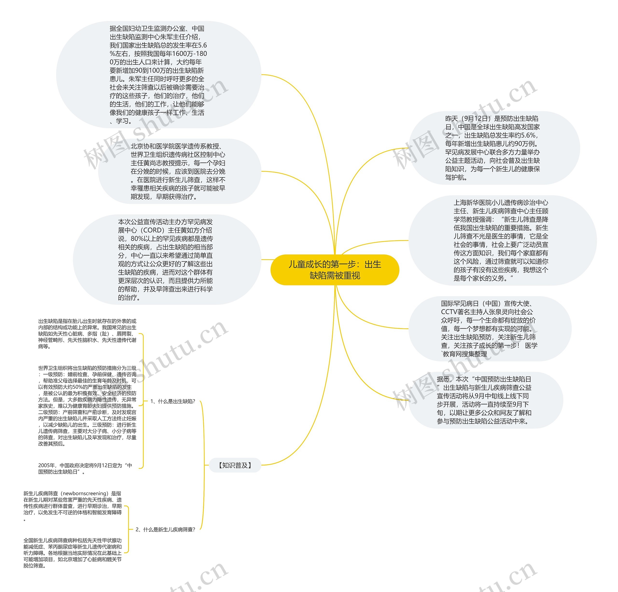 儿童成长的第一步：出生缺陷需被重视思维导图