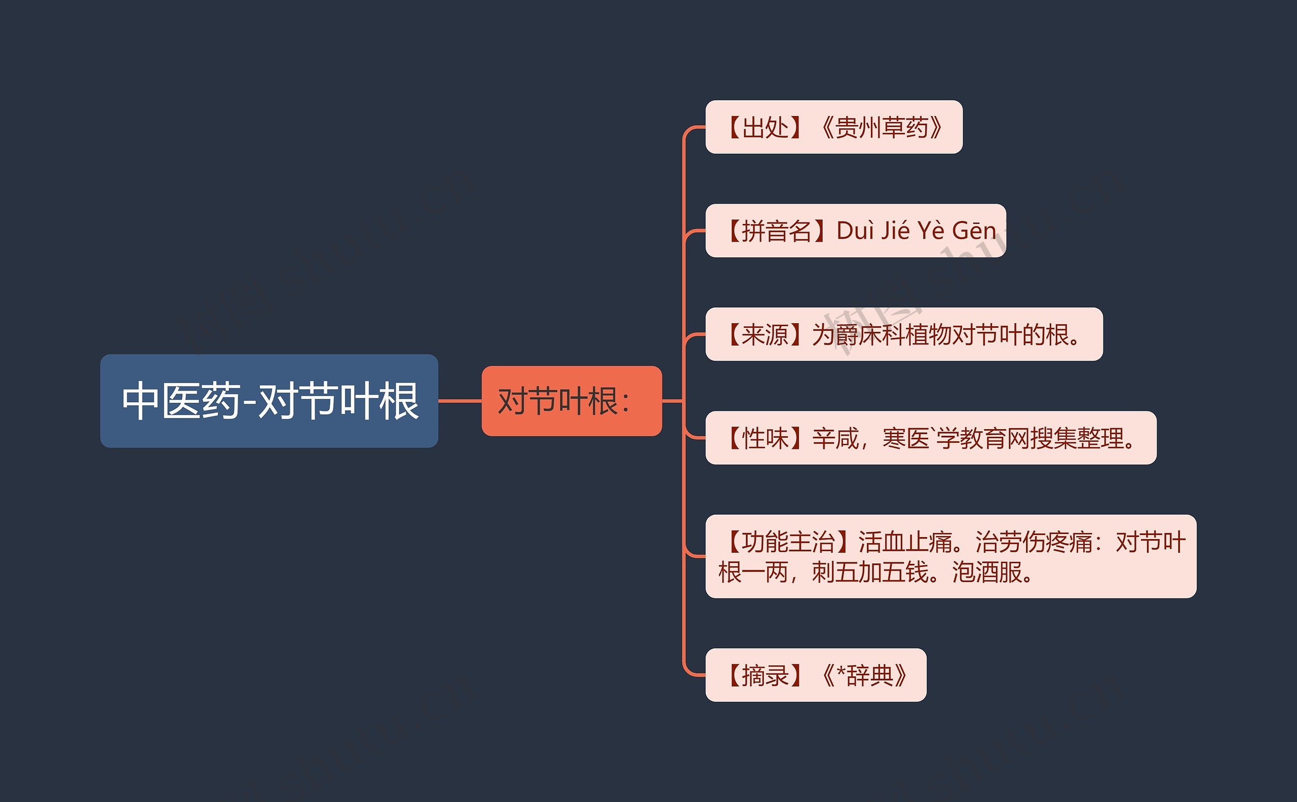 中医药-对节叶根思维导图