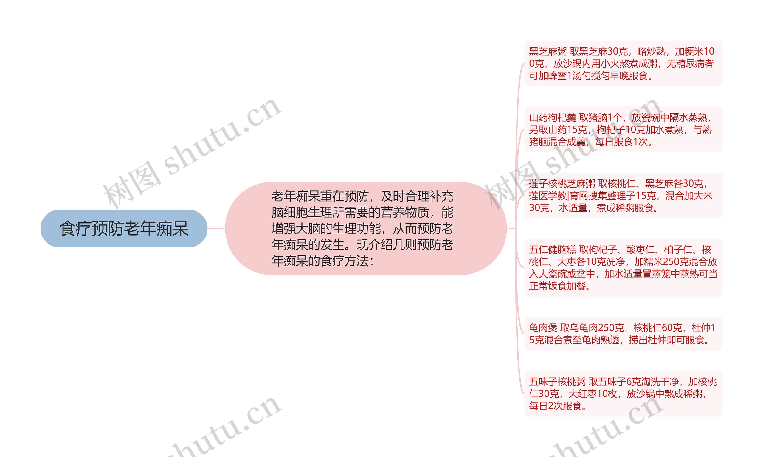 食疗预防老年痴呆思维导图