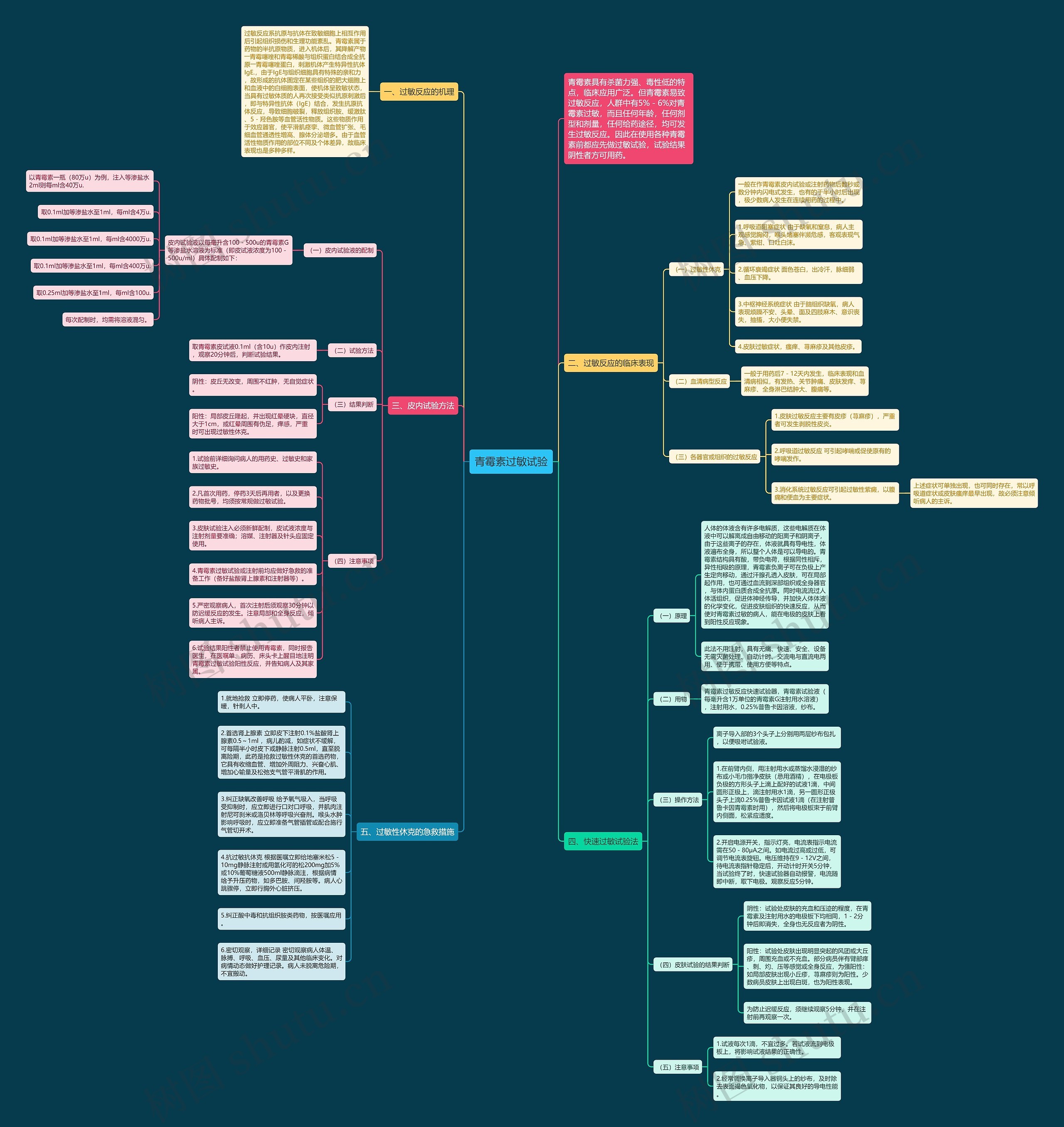 青霉素过敏试验思维导图