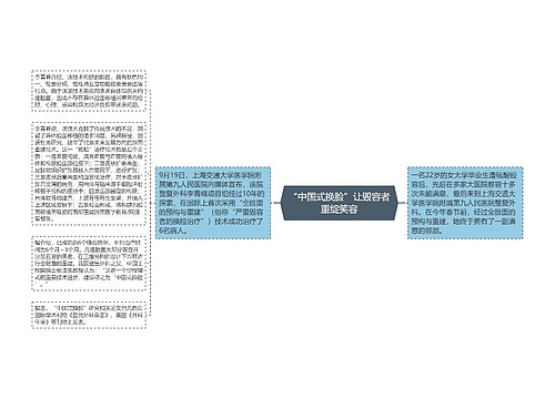 “中国式换脸”让毁容者重绽笑容