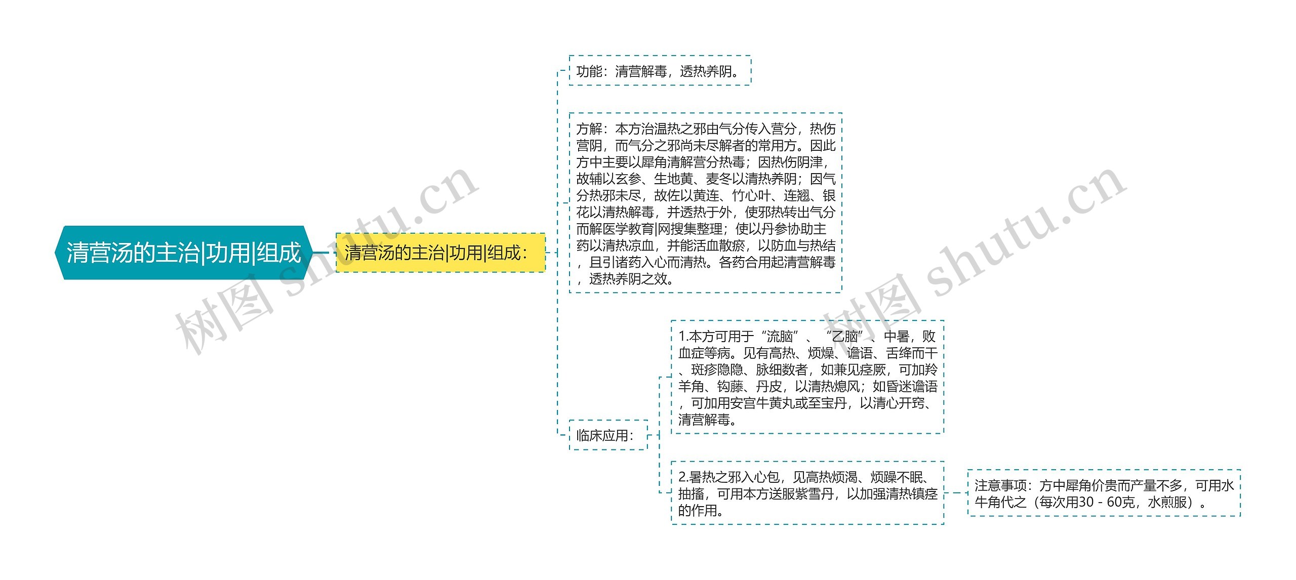 清营汤的主治|功用|组成思维导图