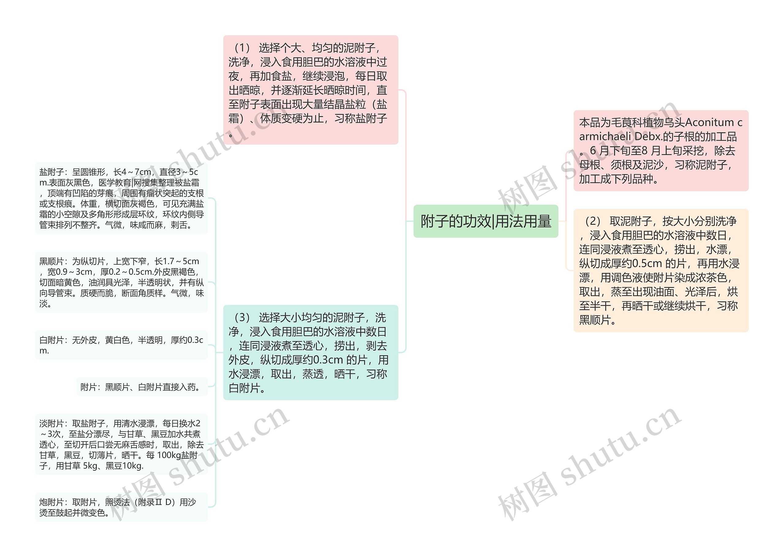 附子的功效|用法用量思维导图