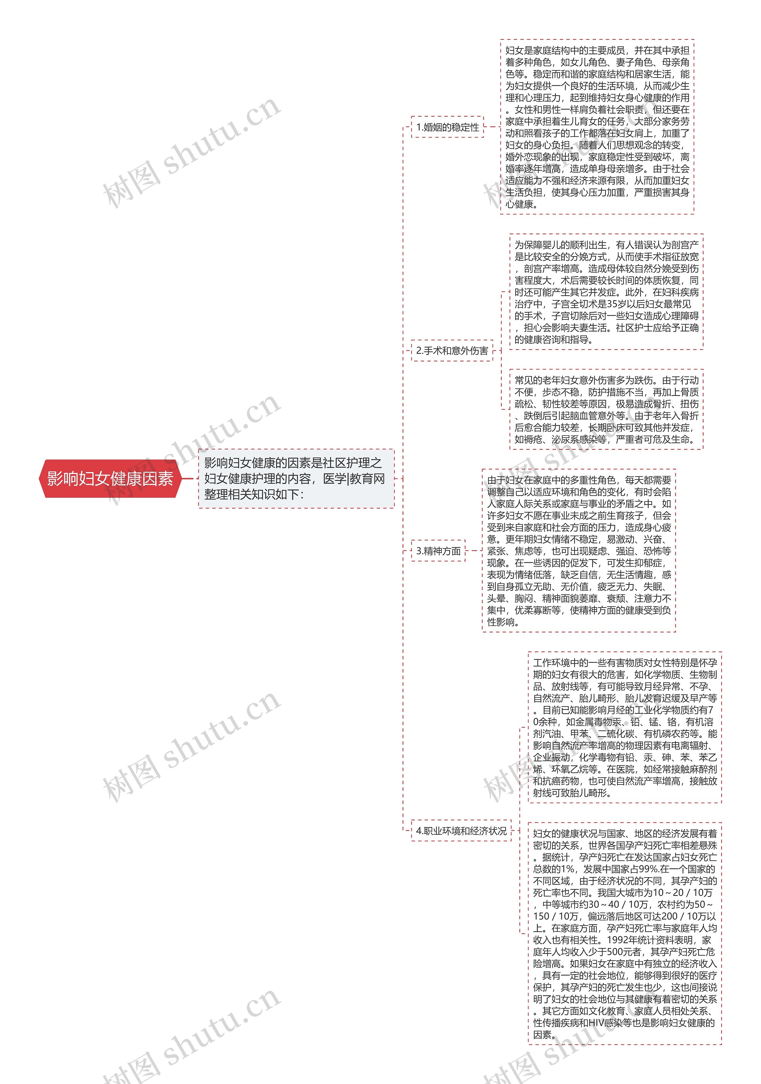 影响妇女健康因素思维导图