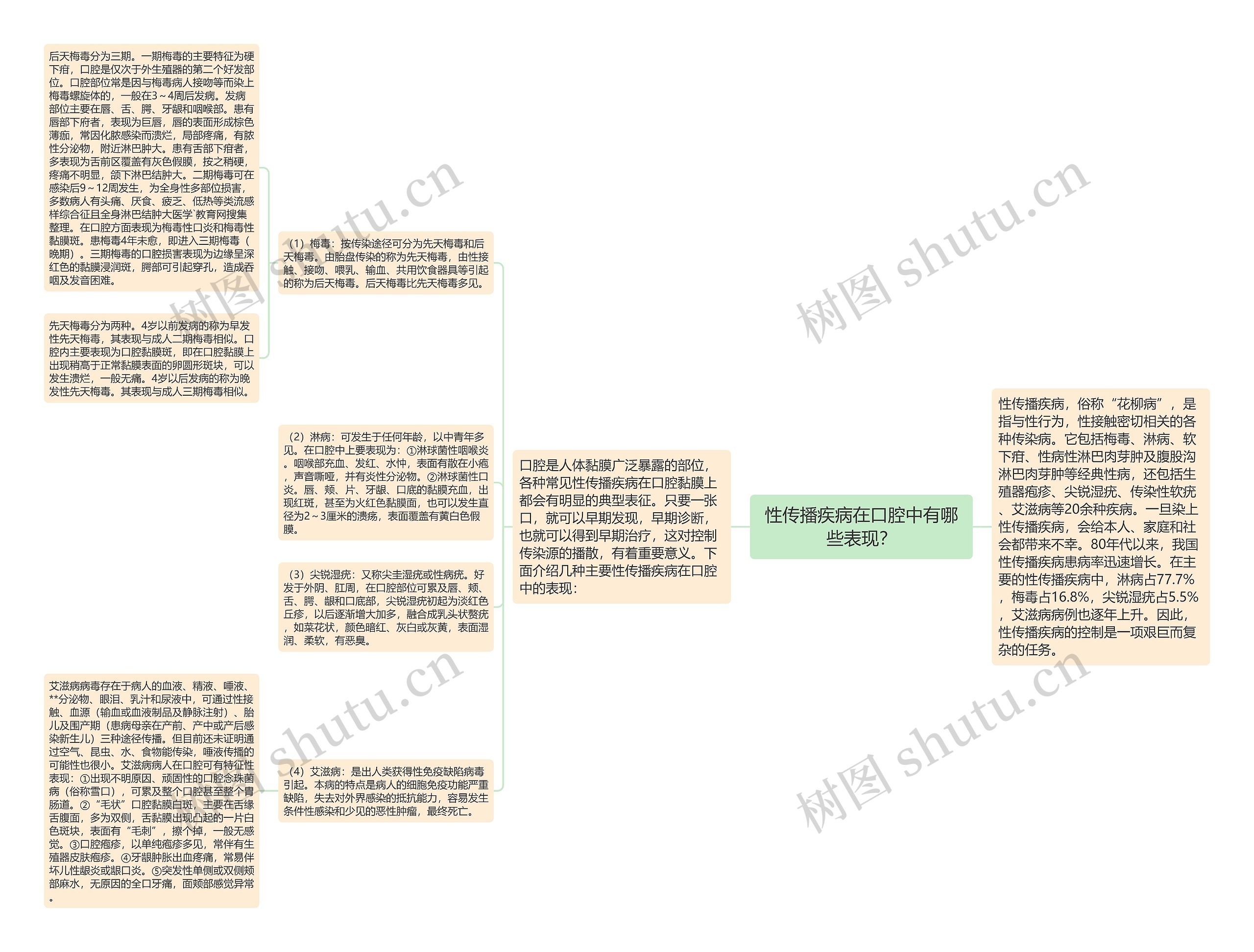 性传播疾病在口腔中有哪些表现？思维导图