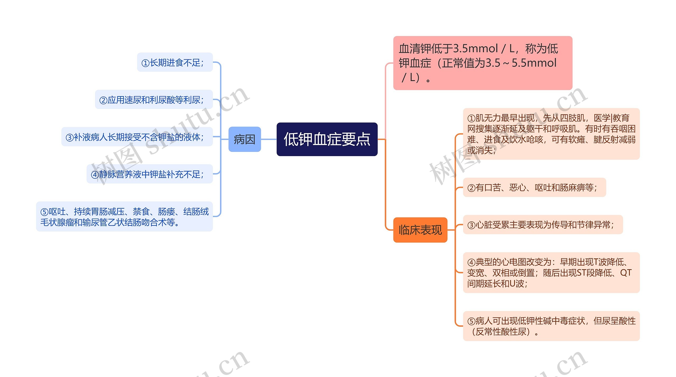 低钾血症要点思维导图