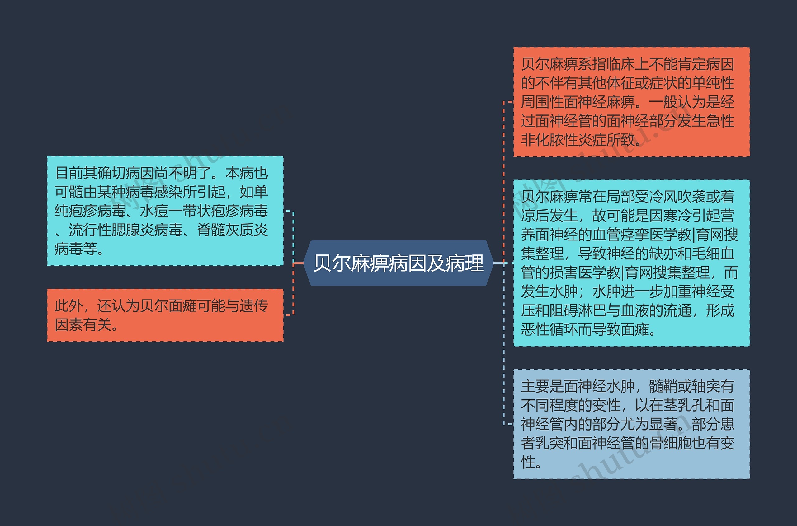 贝尔麻痹病因及病理思维导图