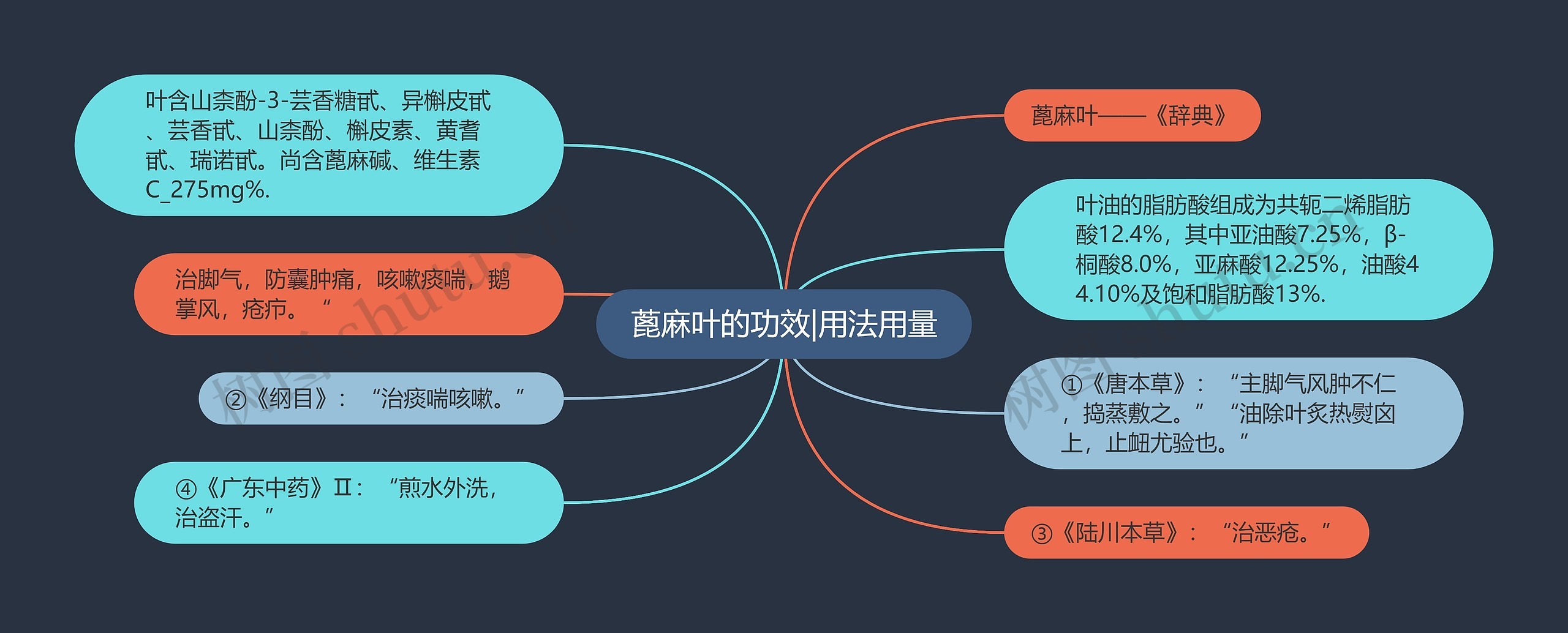 蓖麻叶的功效|用法用量思维导图