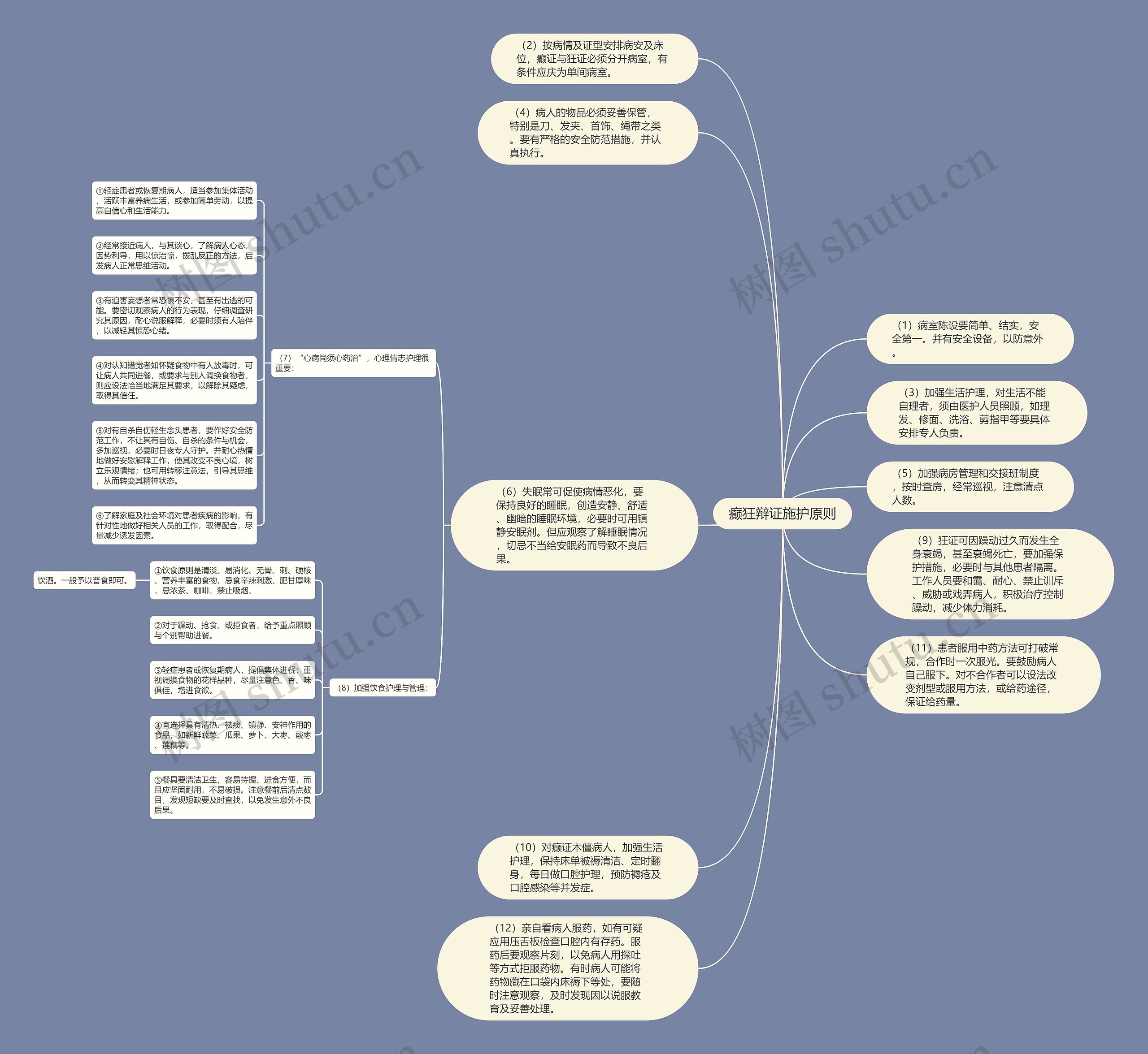 癫狂辩证施护原则思维导图