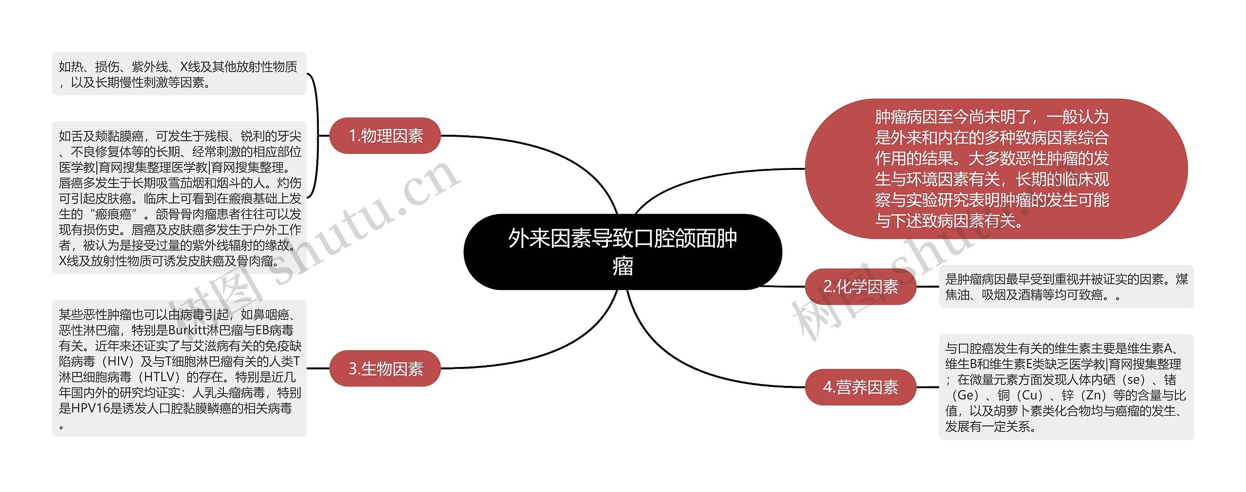 外来因素导致口腔颌面肿瘤思维导图