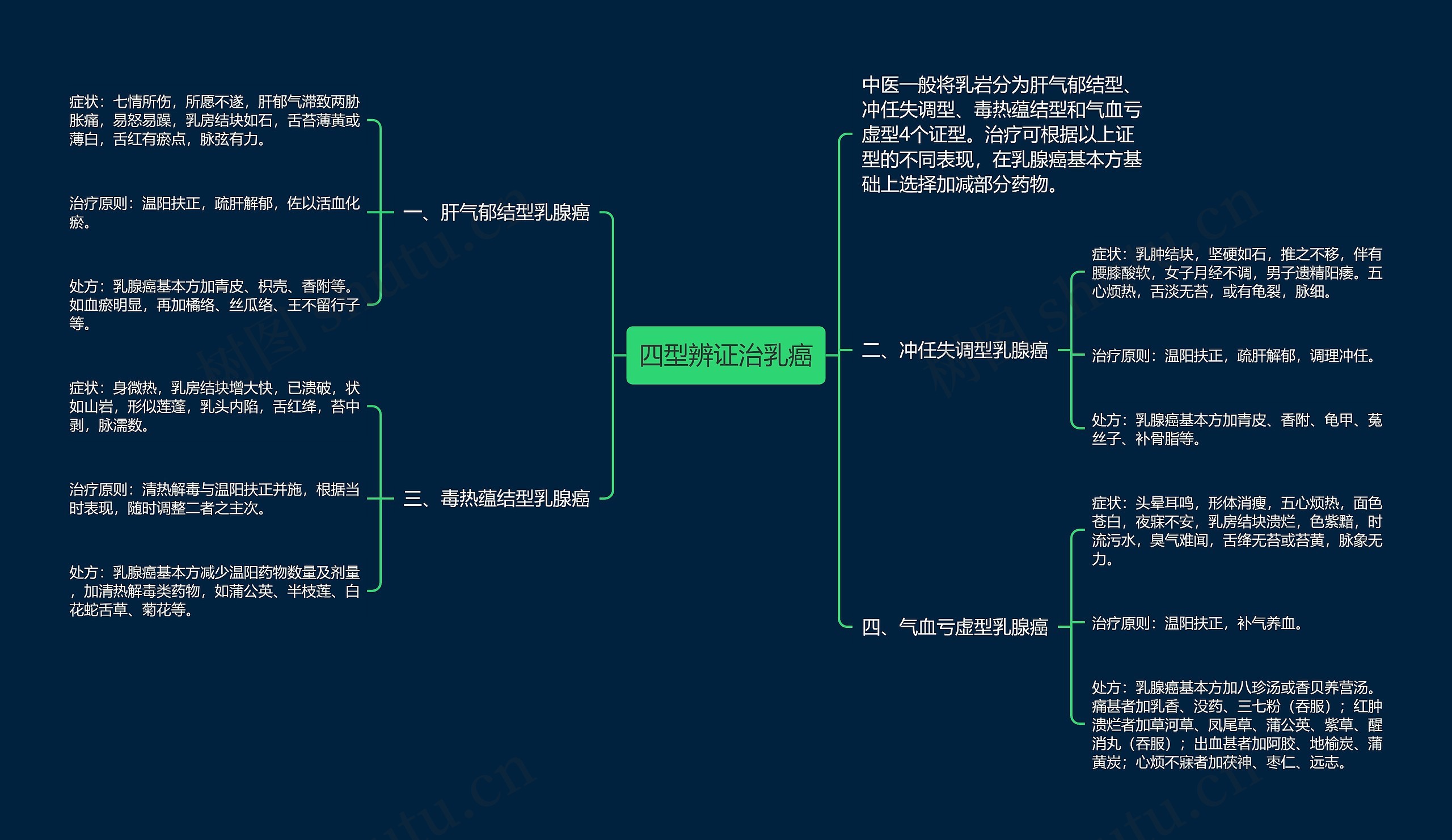 四型辨证治乳癌思维导图