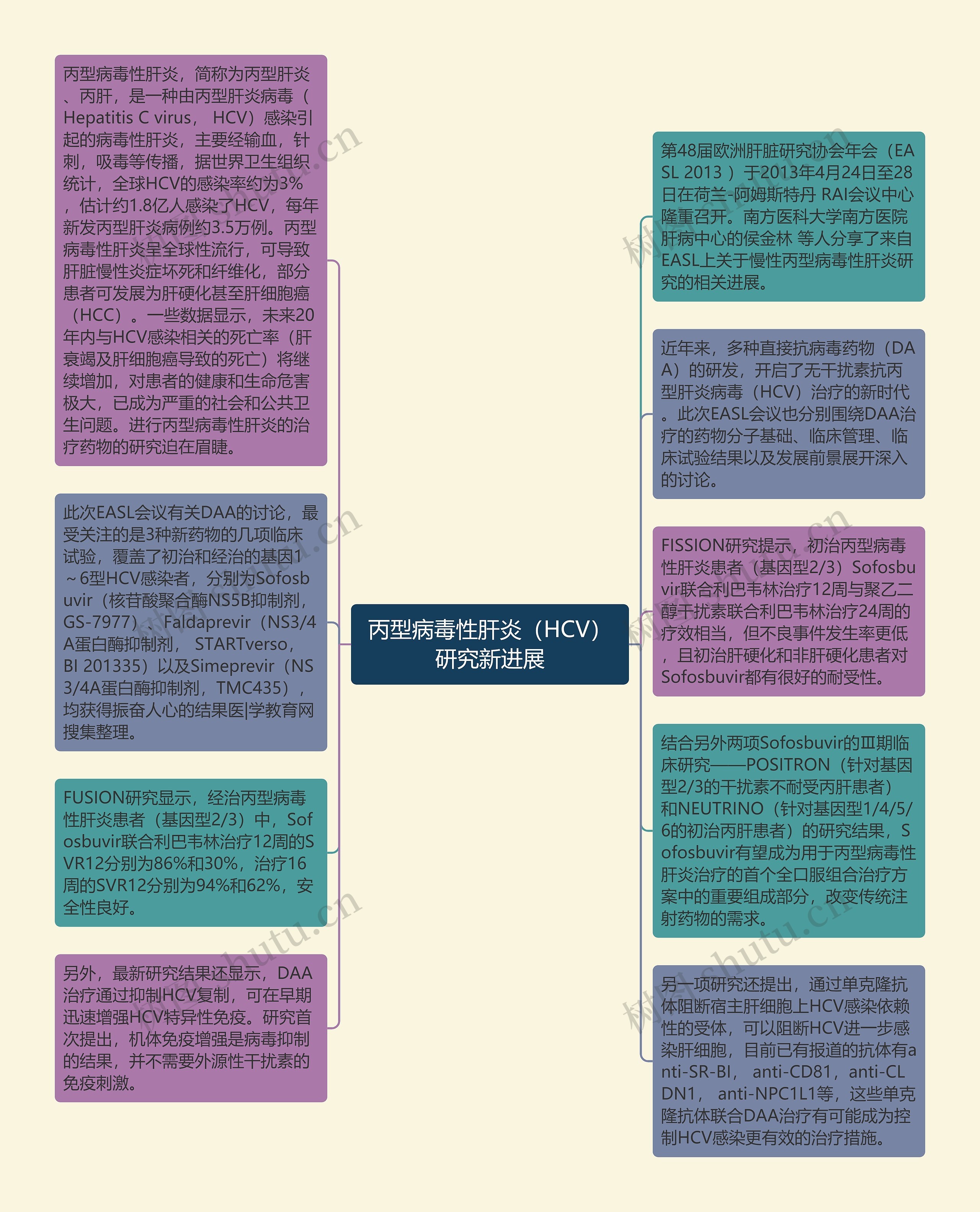 丙型病毒性肝炎（HCV）研究新进展思维导图