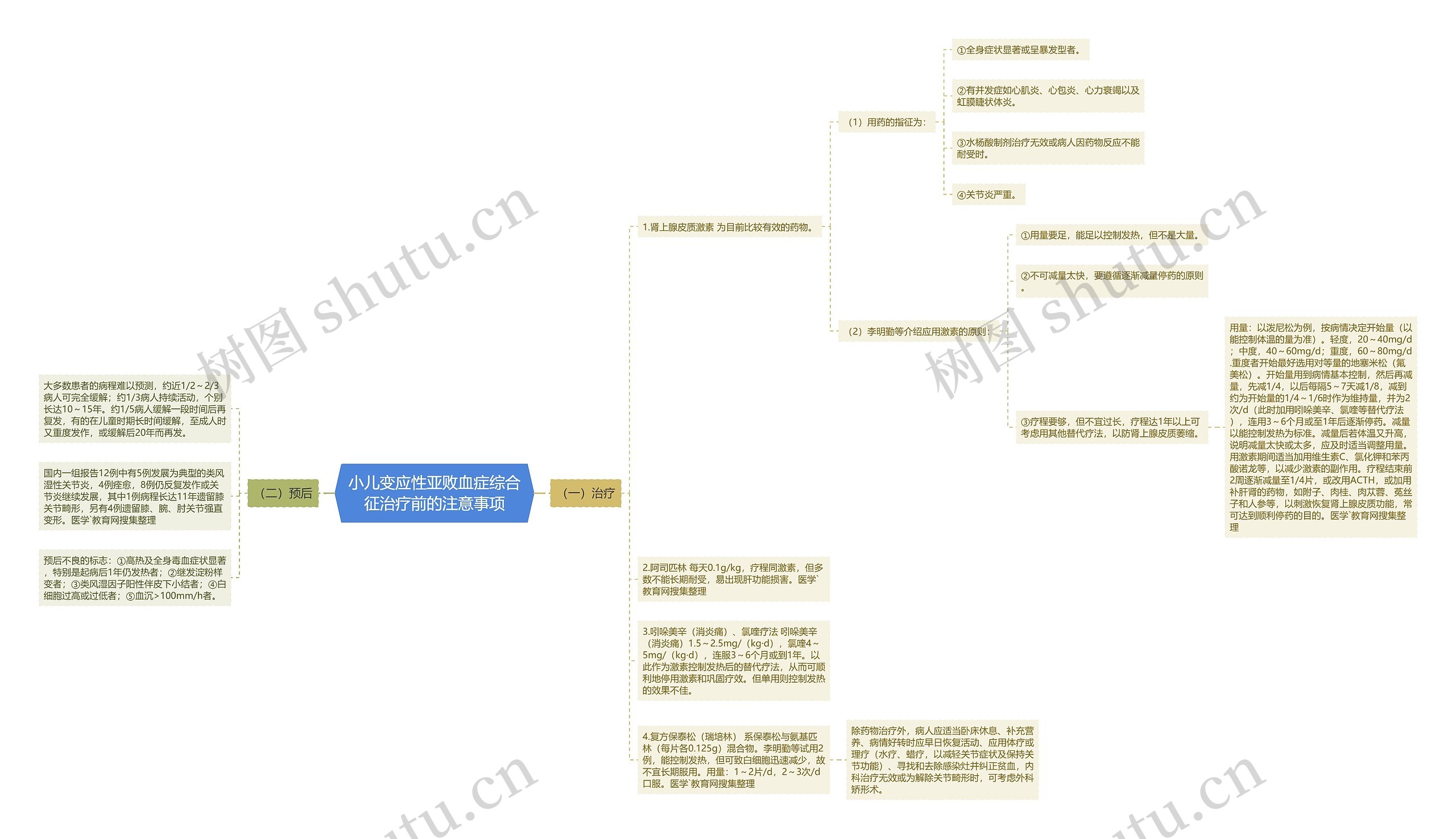 小儿变应性亚败血症综合征治疗前的注意事项思维导图