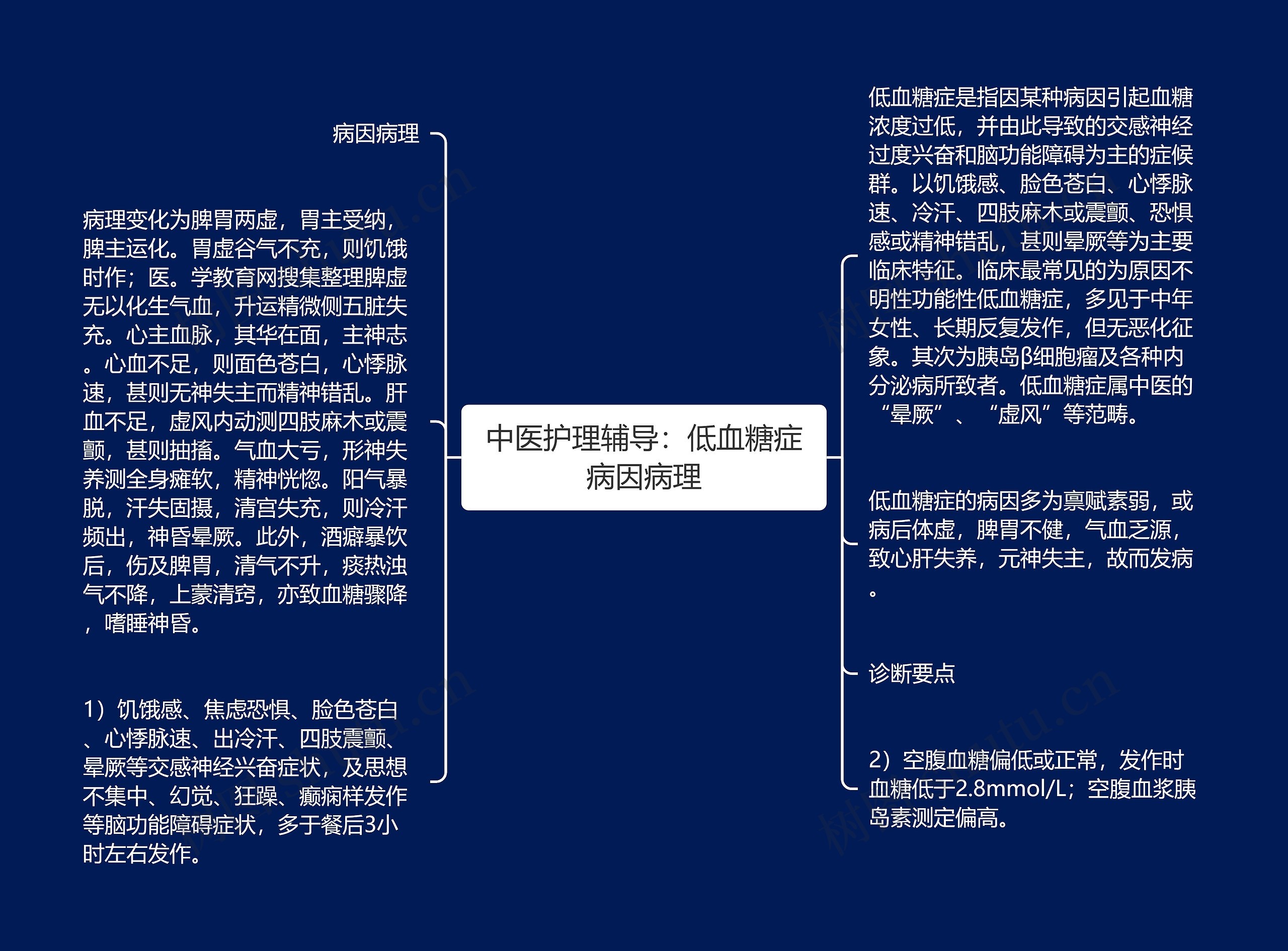 中医护理辅导：低血糖症病因病理思维导图